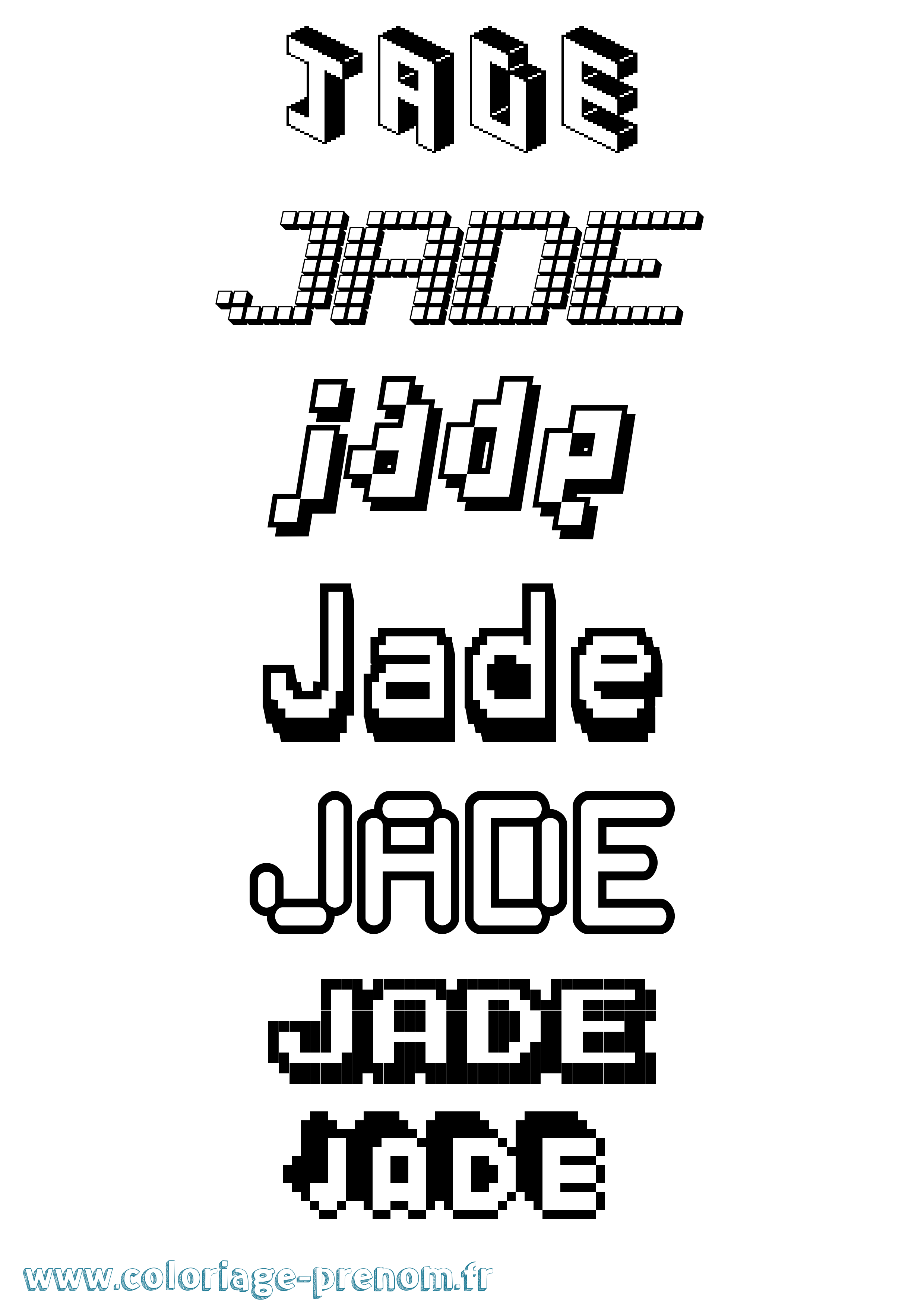 Coloriage prénom Jade Pixel