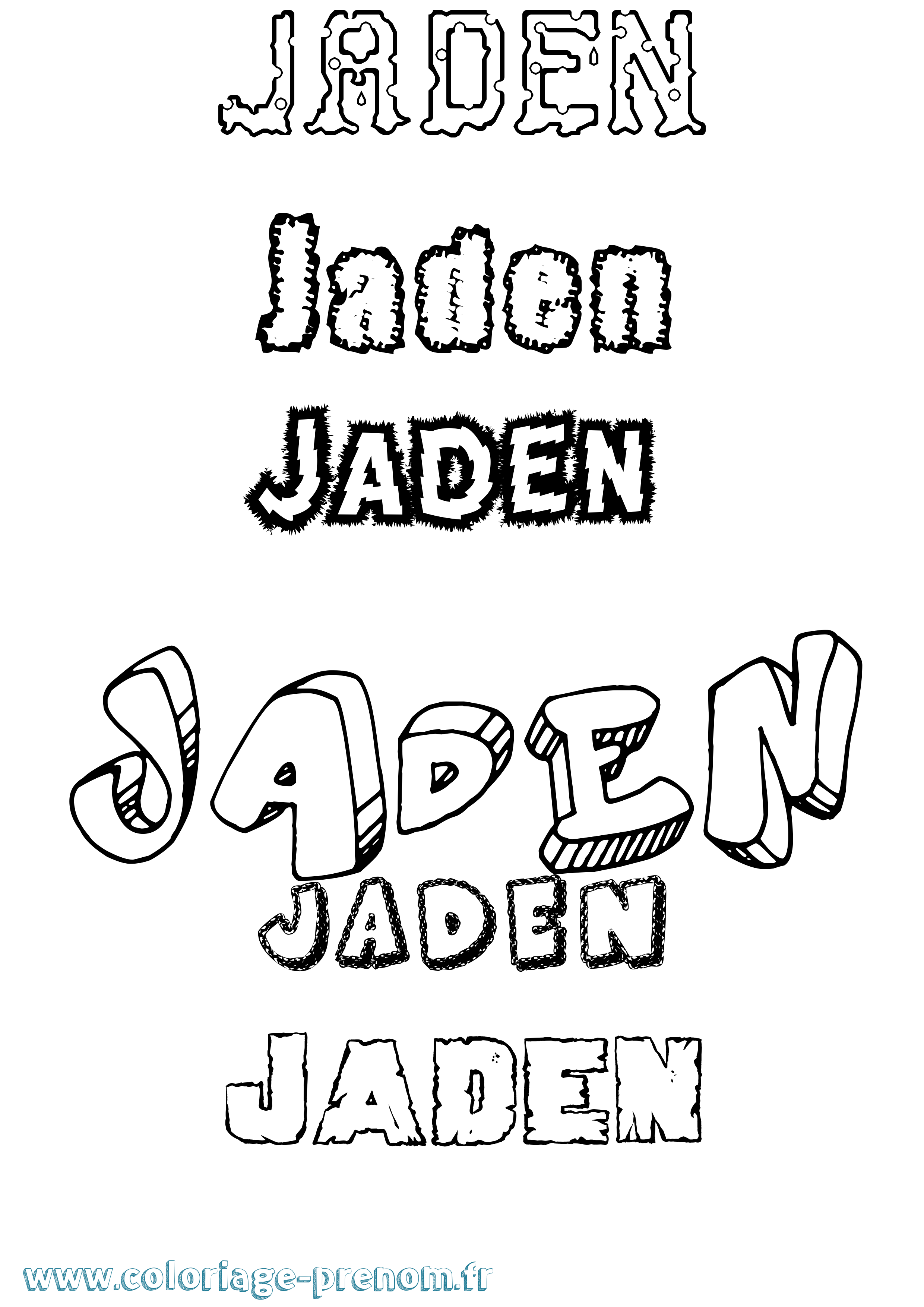 Coloriage prénom Jaden Destructuré