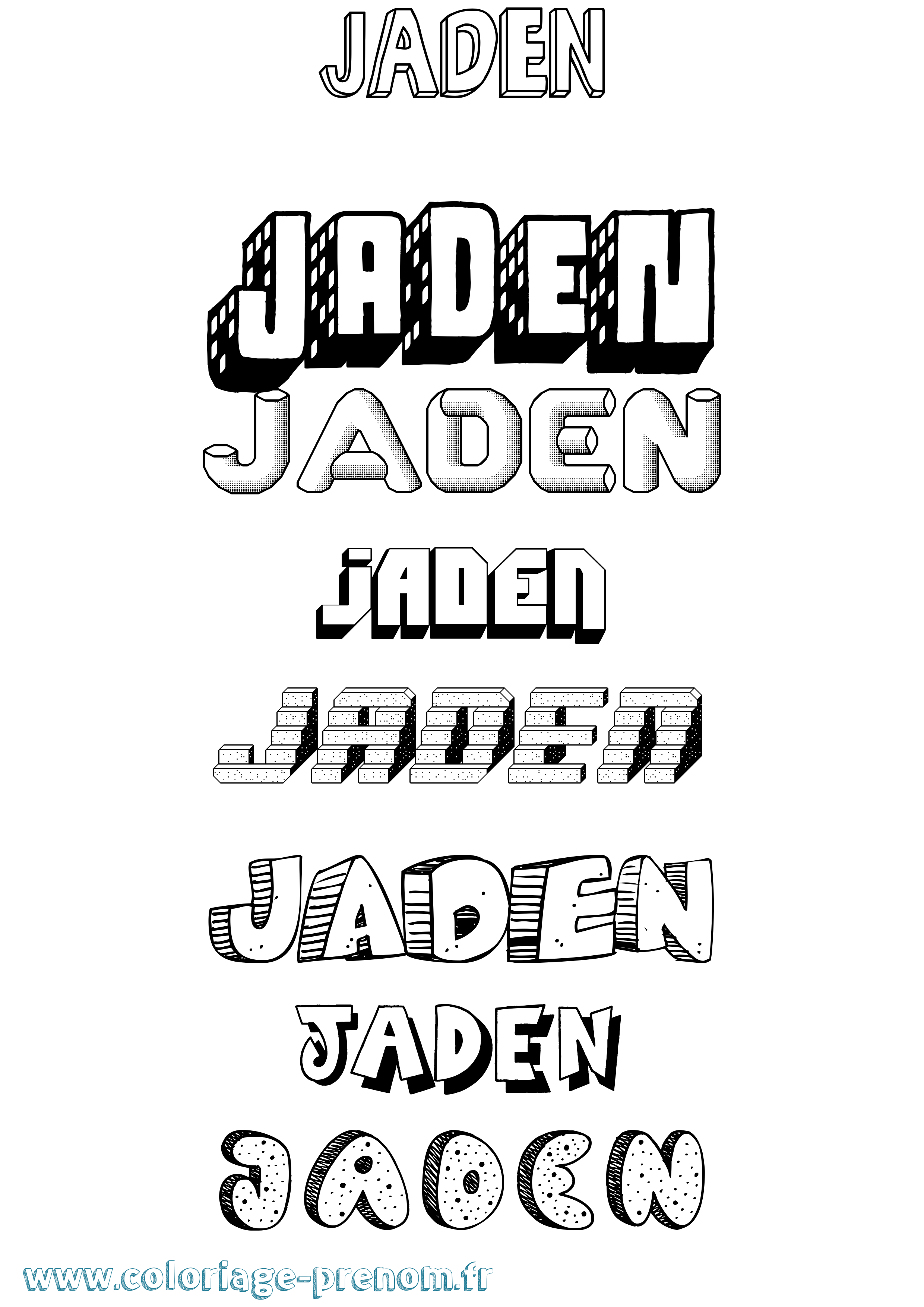 Coloriage prénom Jaden Effet 3D