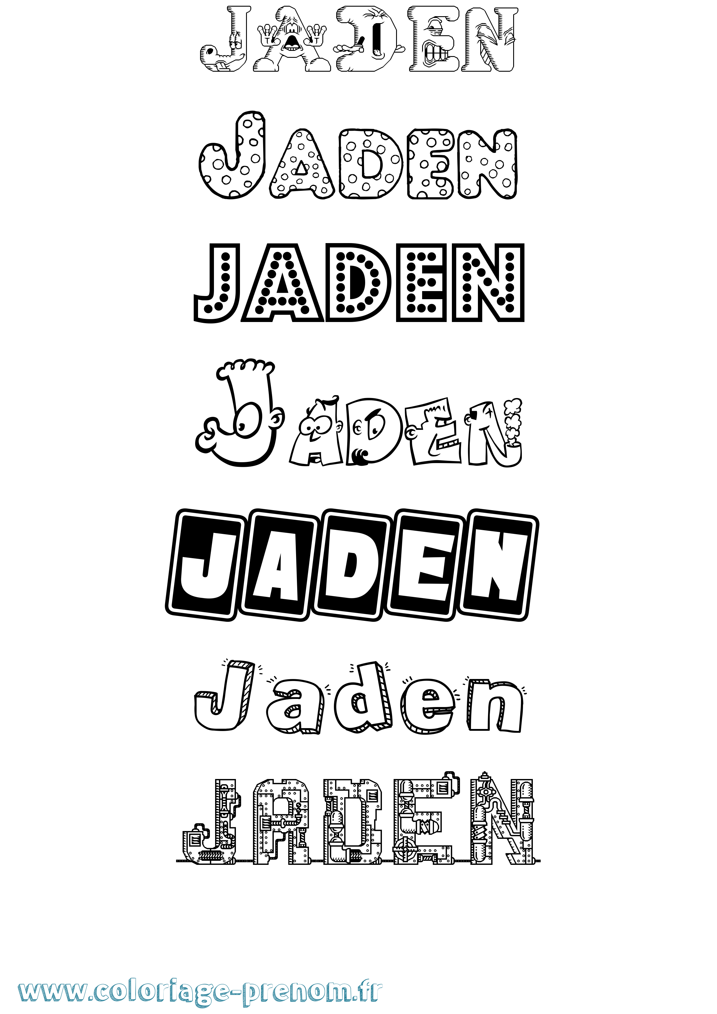 Coloriage prénom Jaden Fun