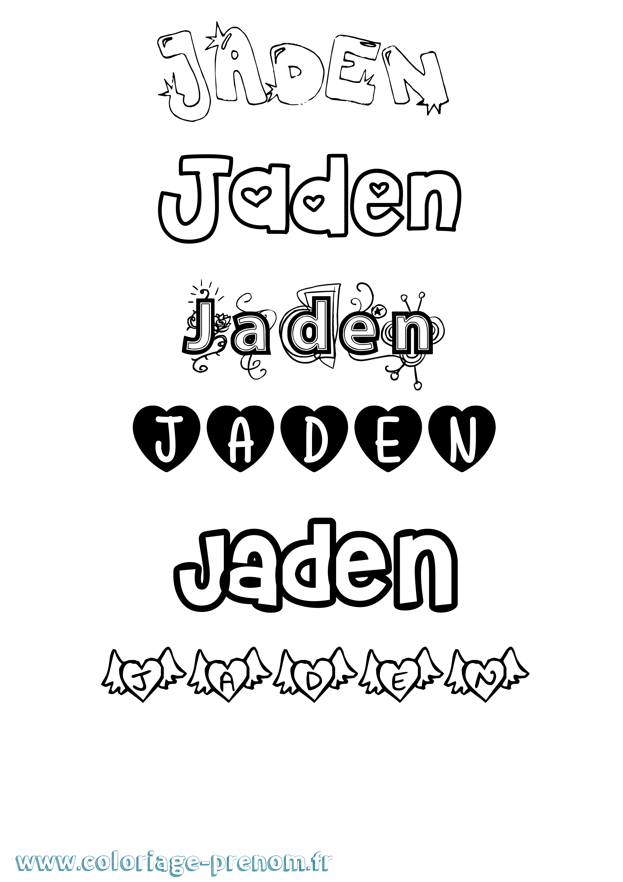 Coloriage prénom Jaden Girly