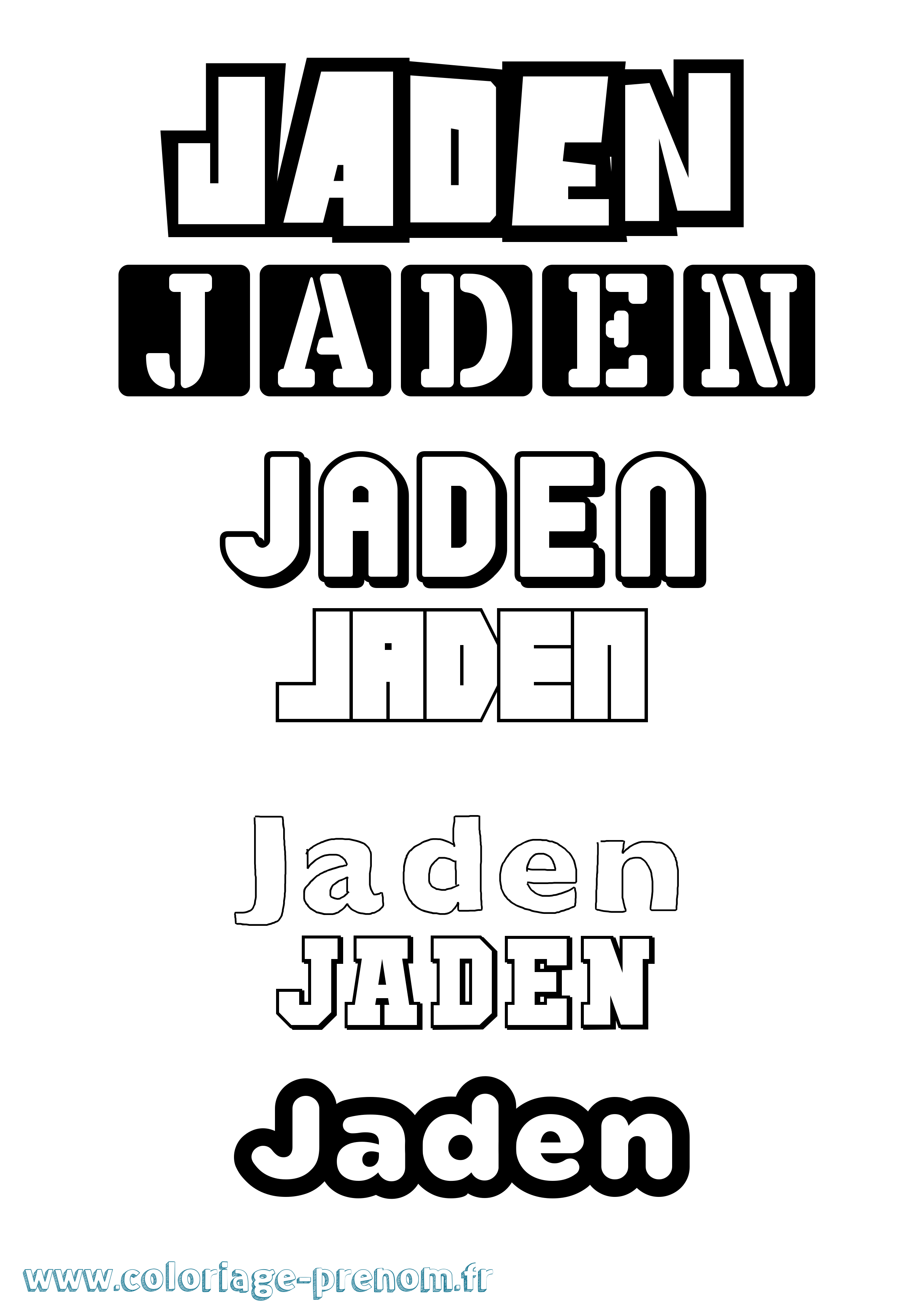 Coloriage prénom Jaden Simple