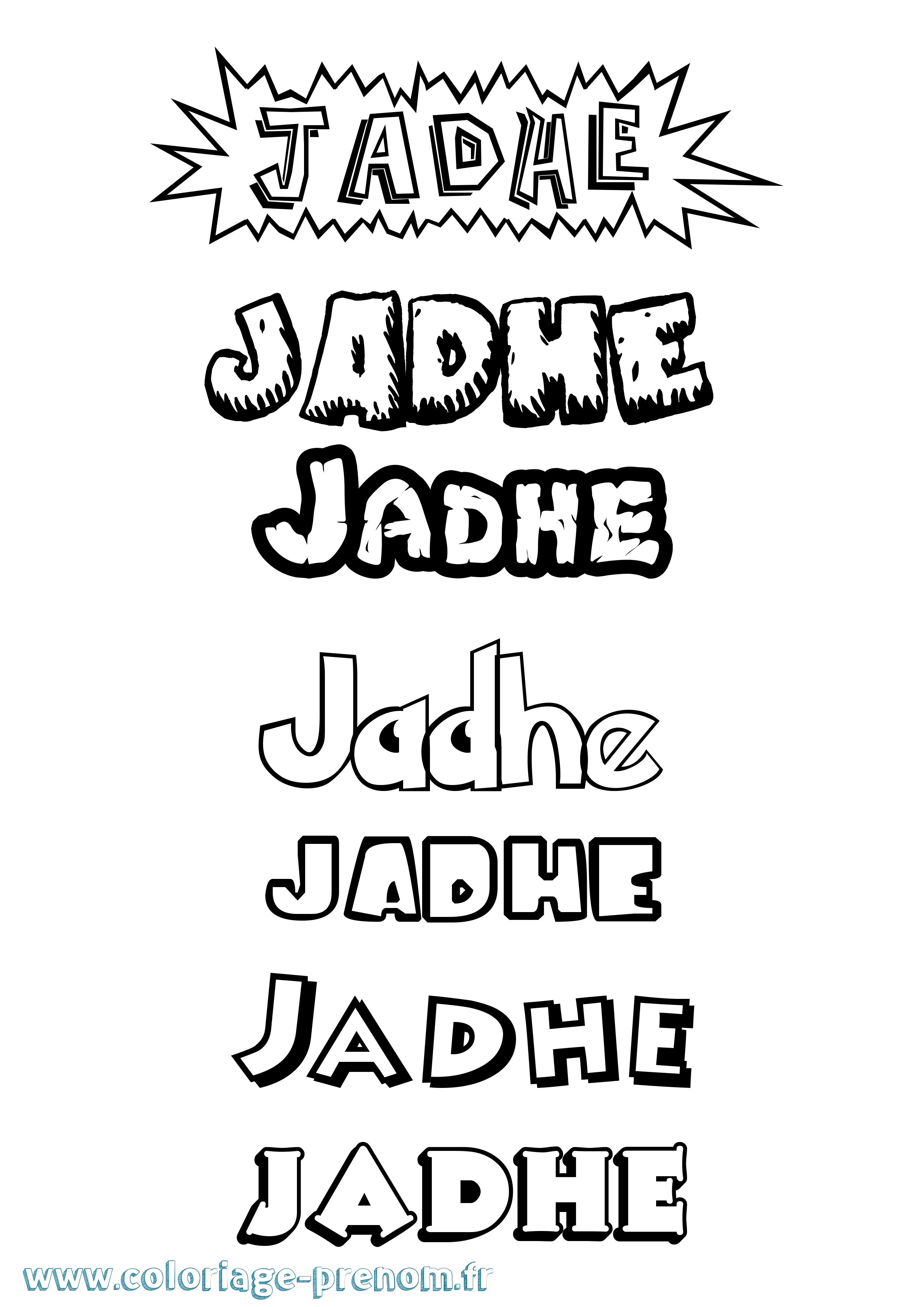 Coloriage Jadhe Dessin Animé Coloriage prénom Jadhe Dessin Animé