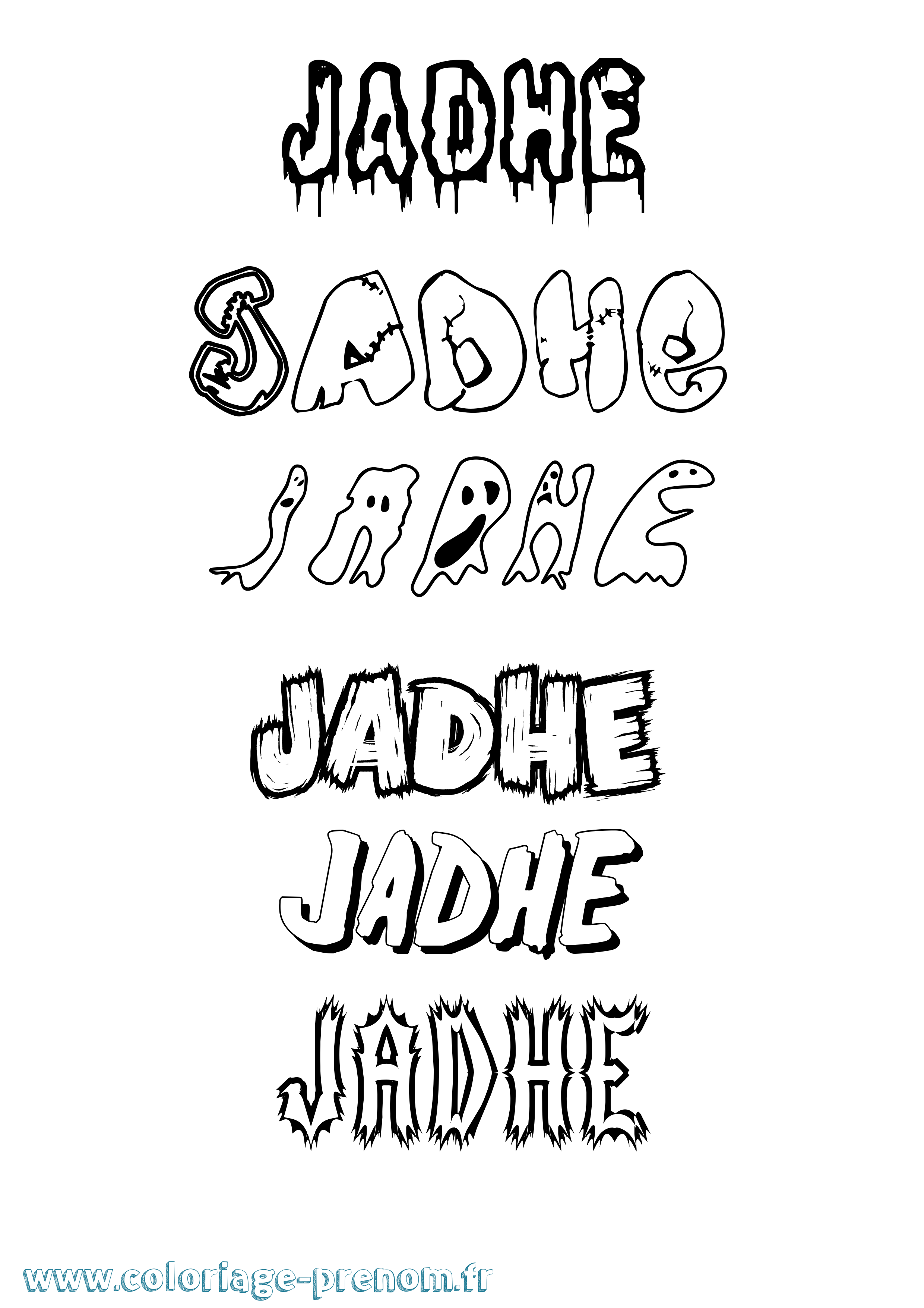 Coloriage Jadhe Frisson Coloriage prénom Jadhe Frisson