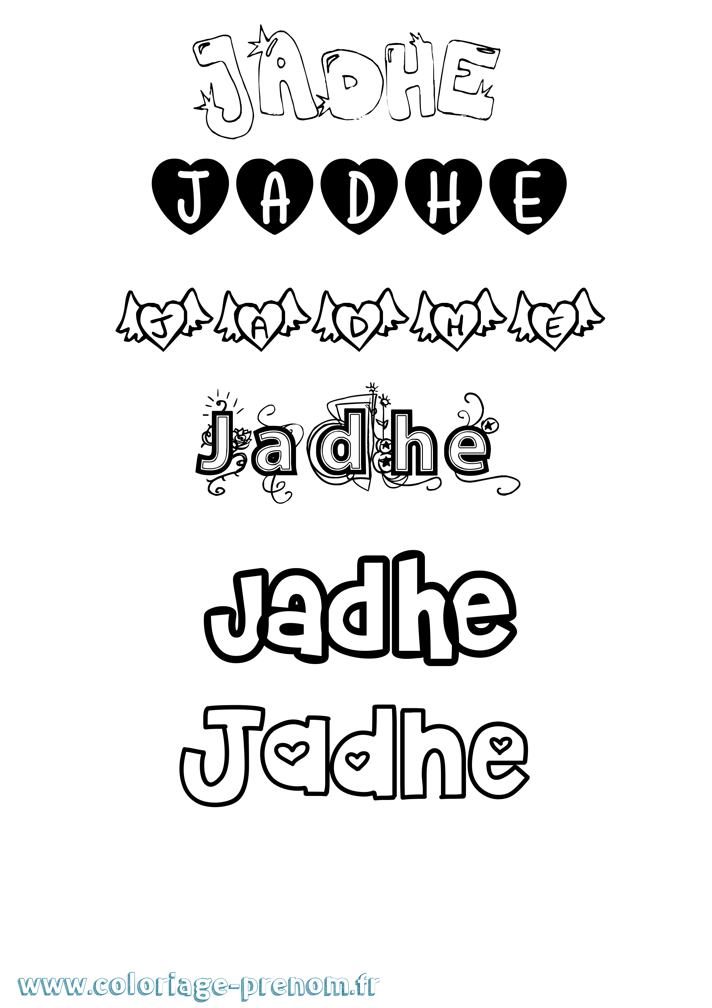 Coloriage Jadhe Girly Coloriage prénom Jadhe Girly