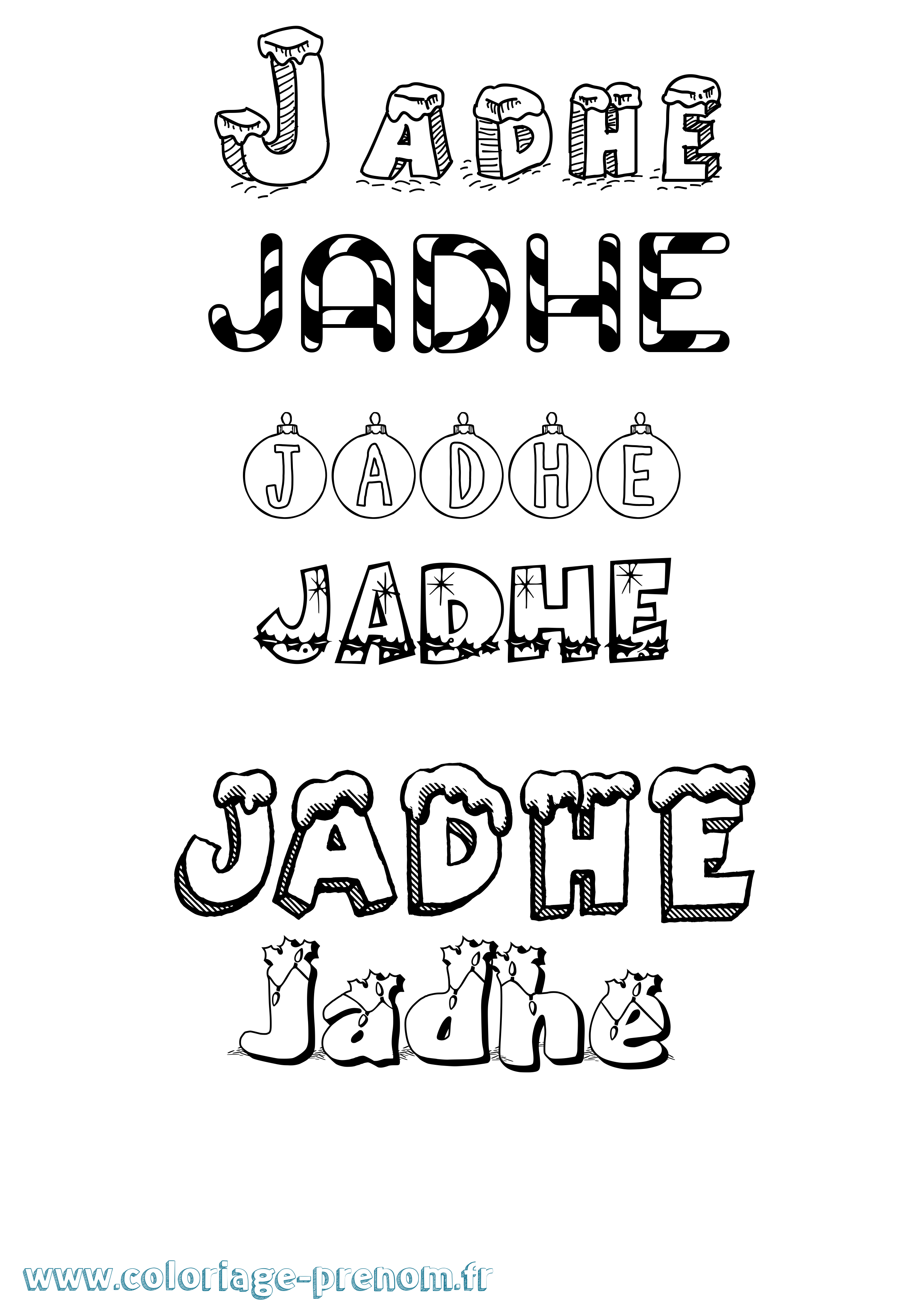 Coloriage Jadhe Noël Coloriage prénom Jadhe Noël