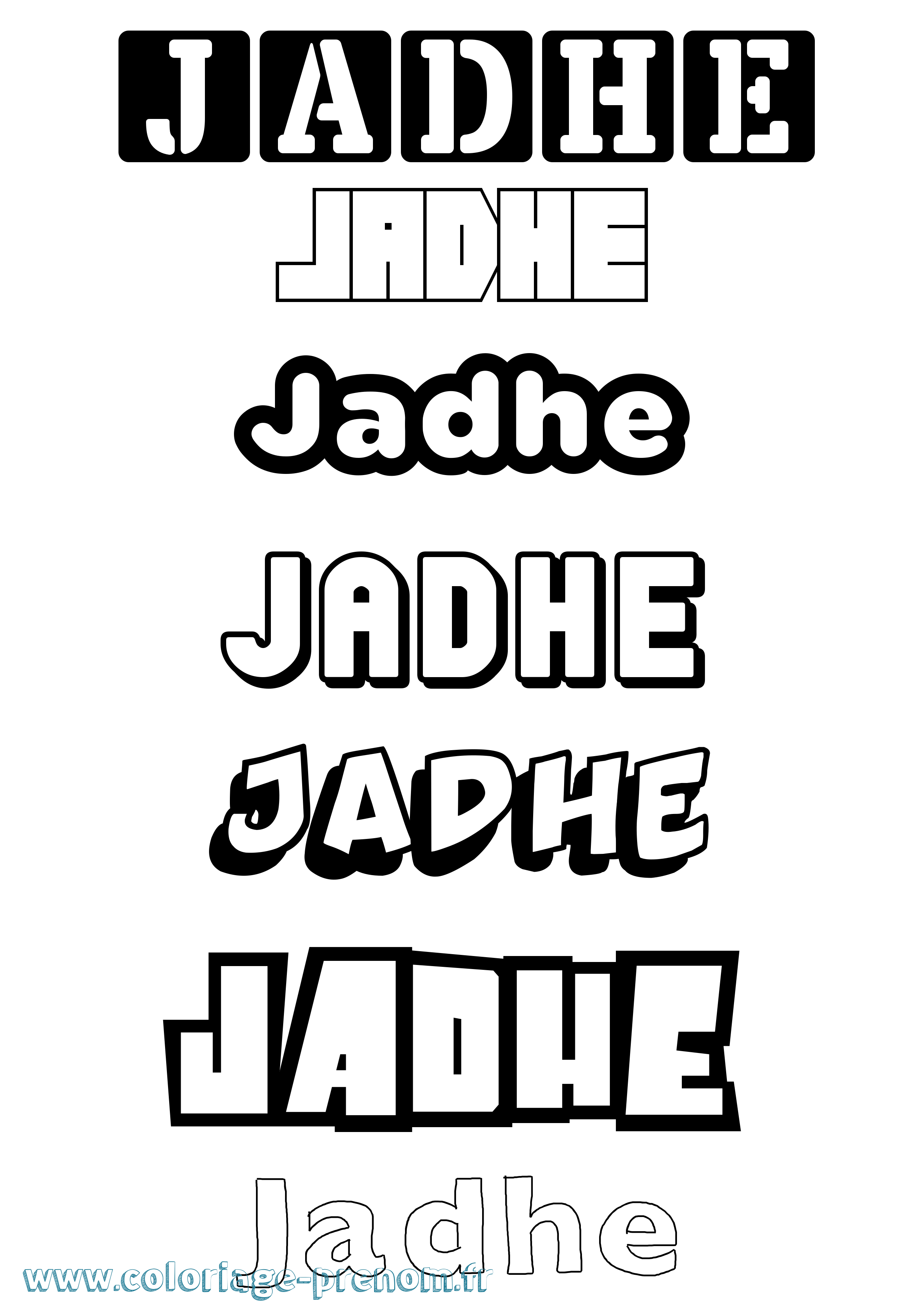 Coloriage Jadhe Simple Coloriage prénom Jadhe Simple