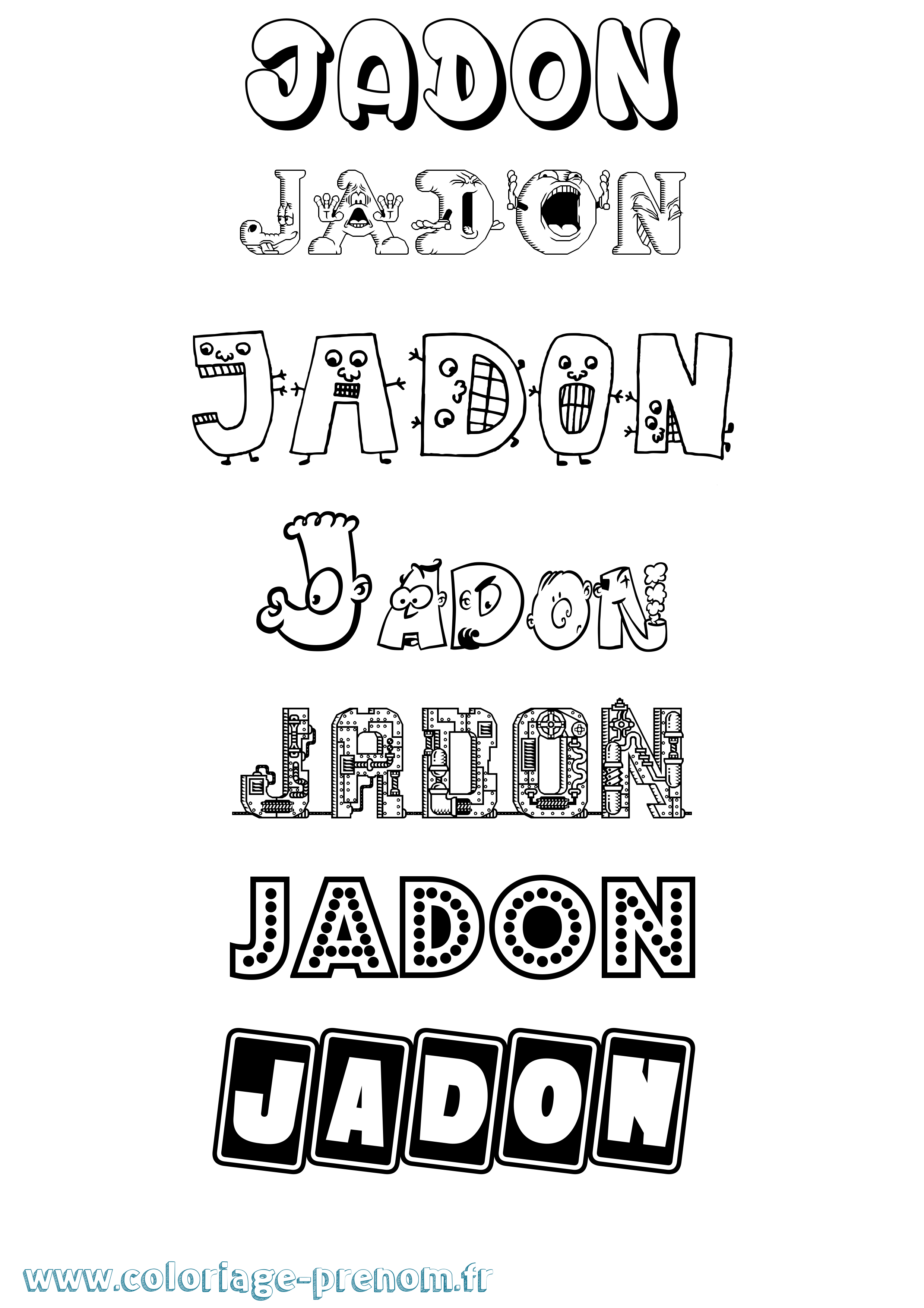 Coloriage prénom Jadon Fun