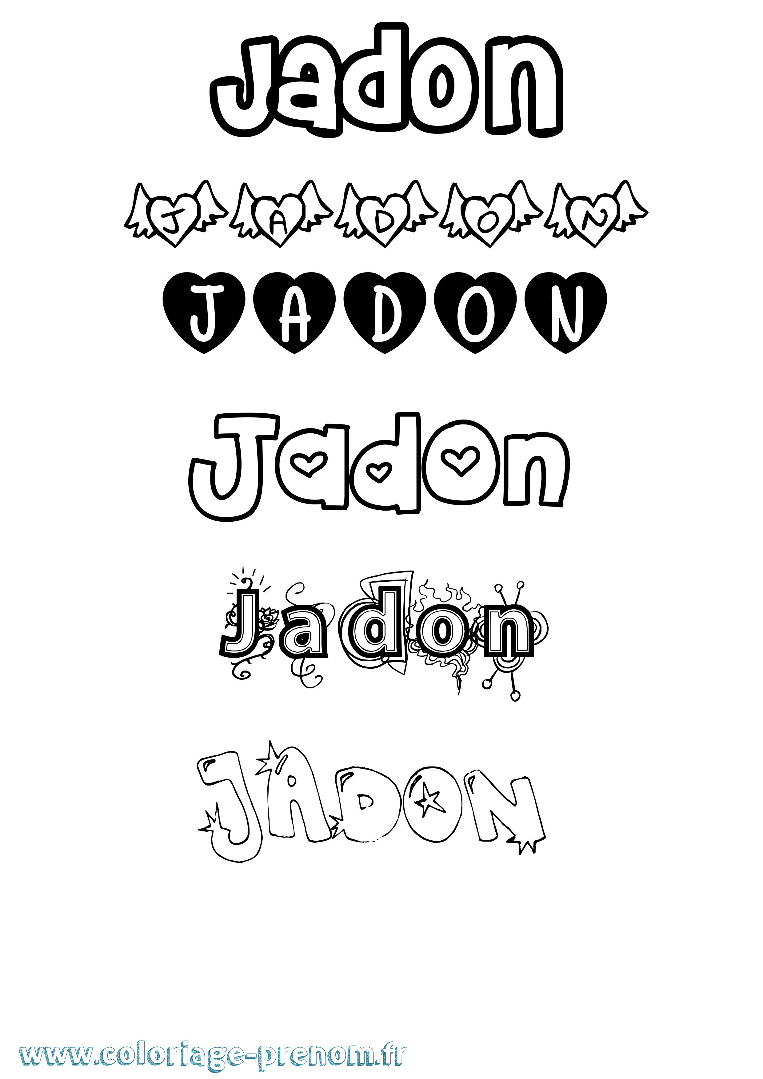 Coloriage prénom Jadon Girly