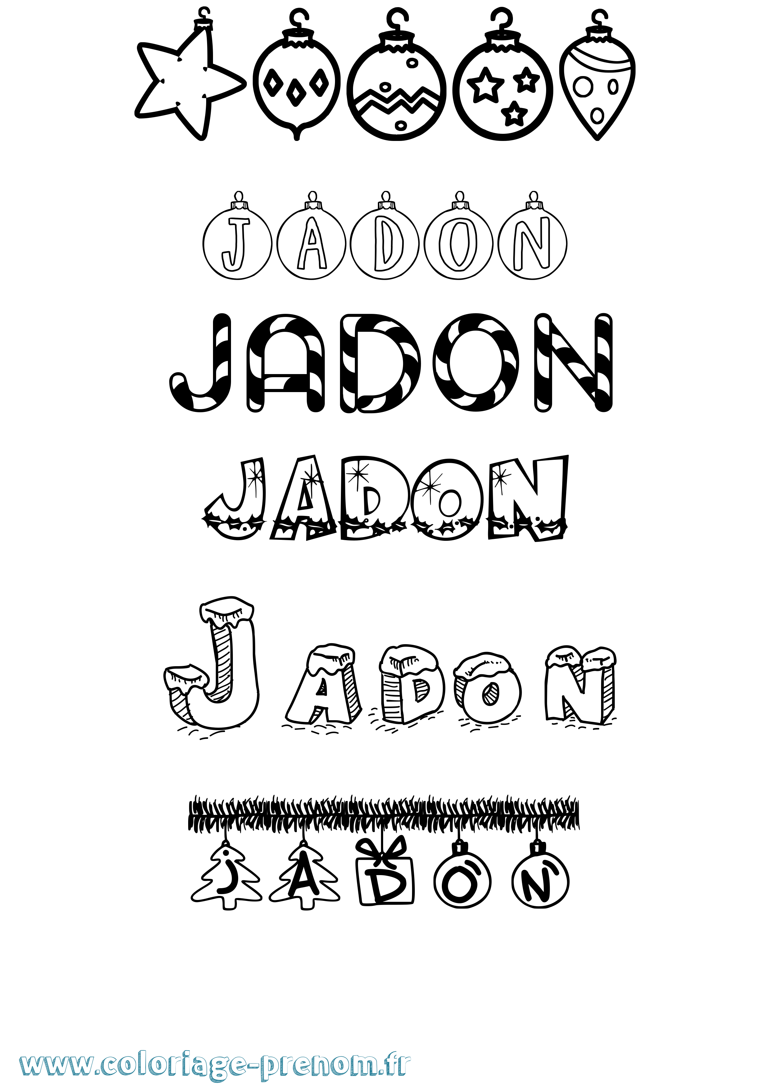 Coloriage prénom Jadon Noël