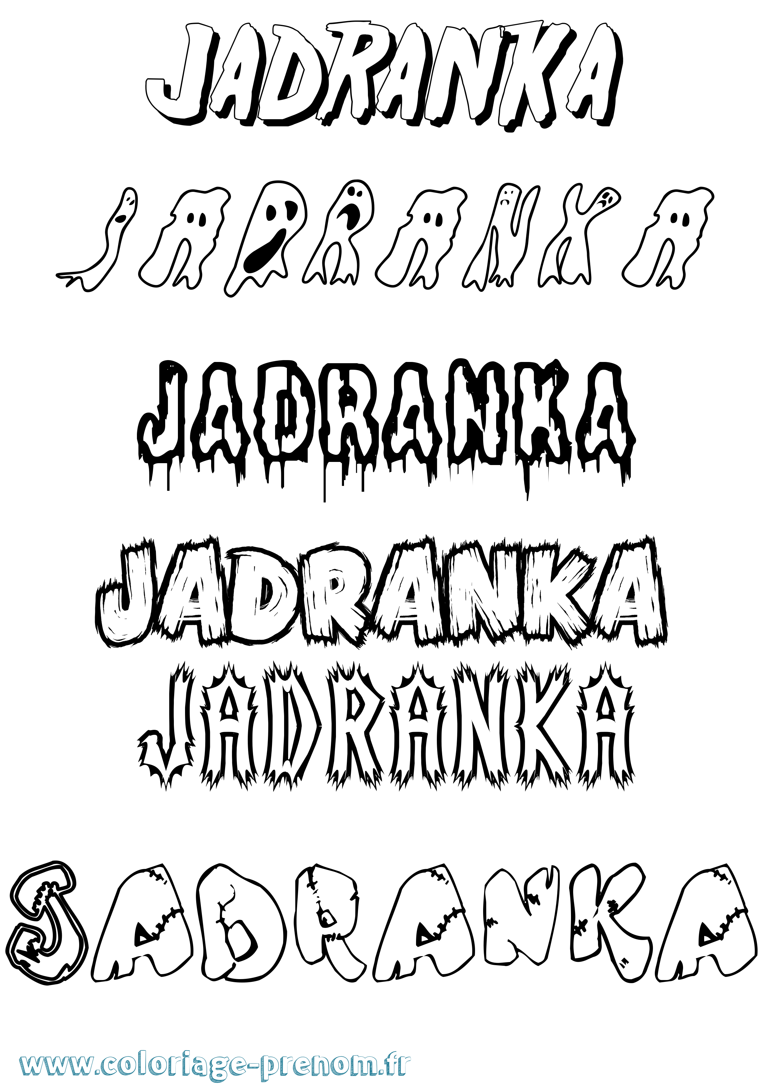 Coloriage prénom Jadranka Frisson
