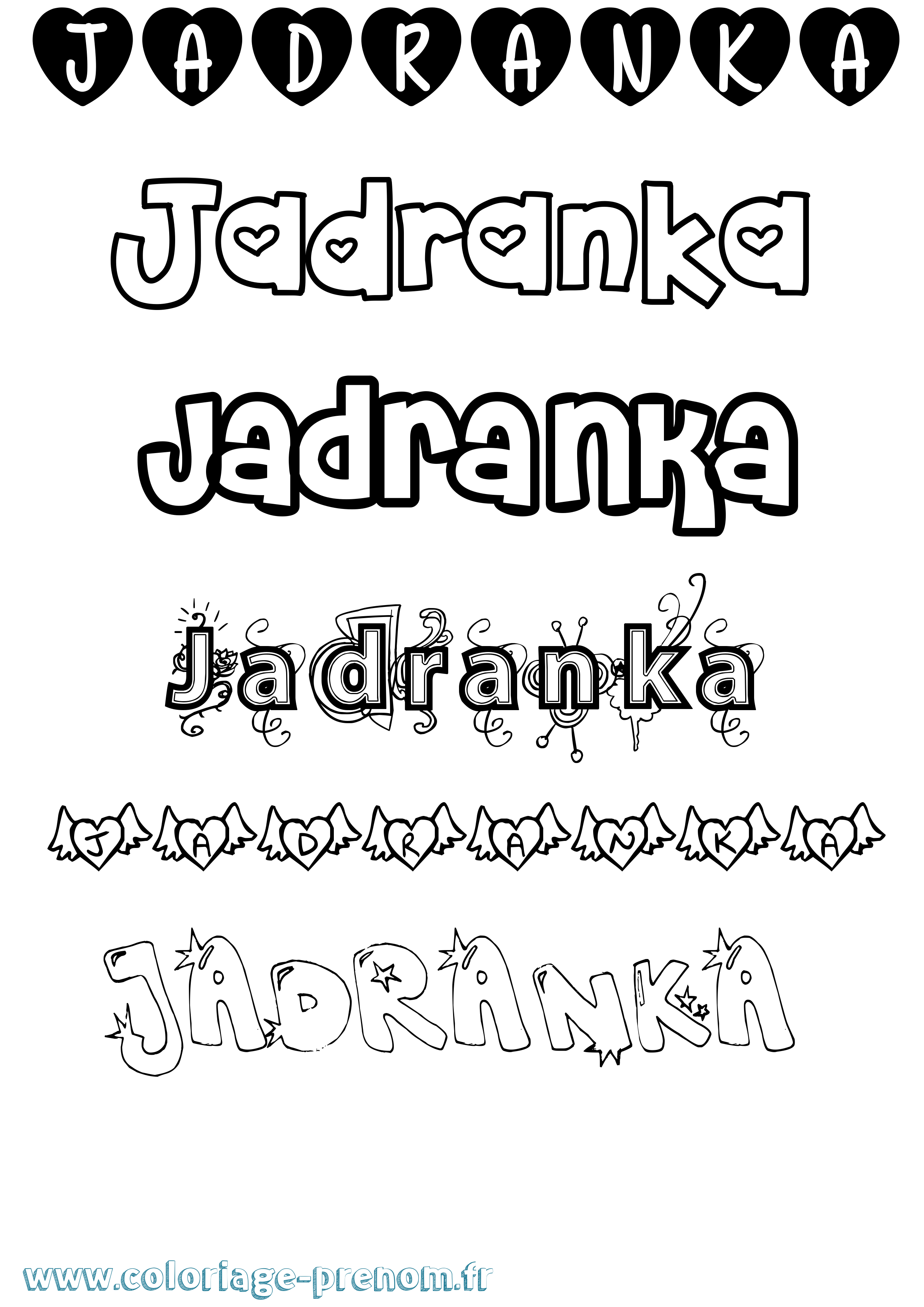 Coloriage prénom Jadranka Girly