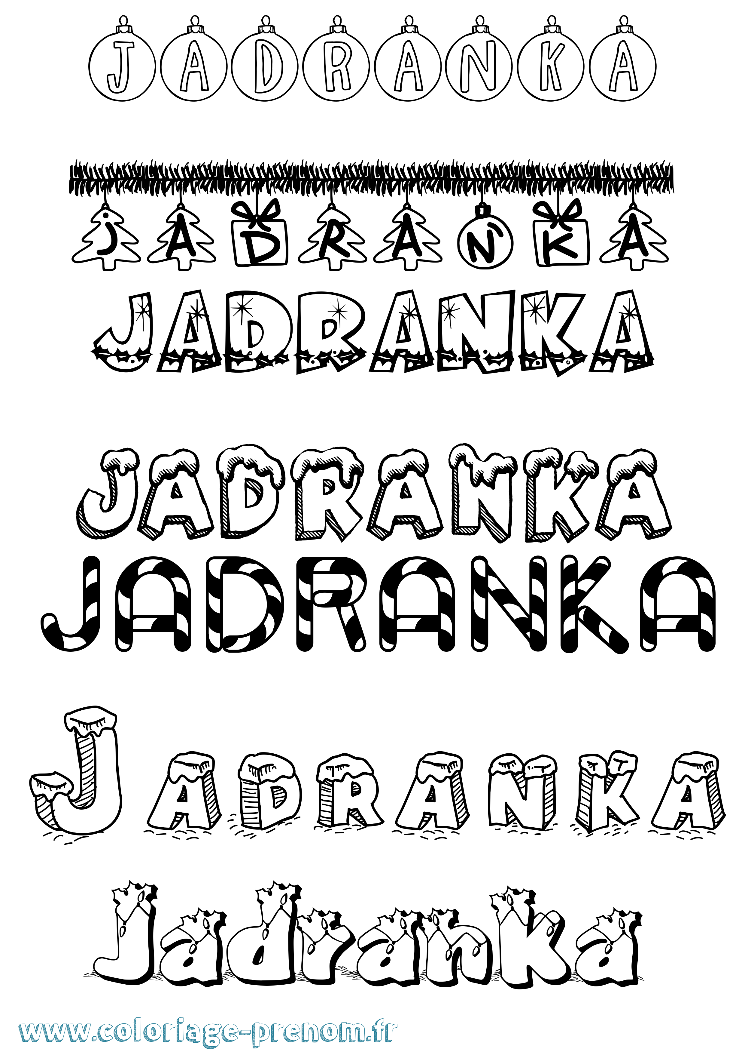 Coloriage prénom Jadranka Noël