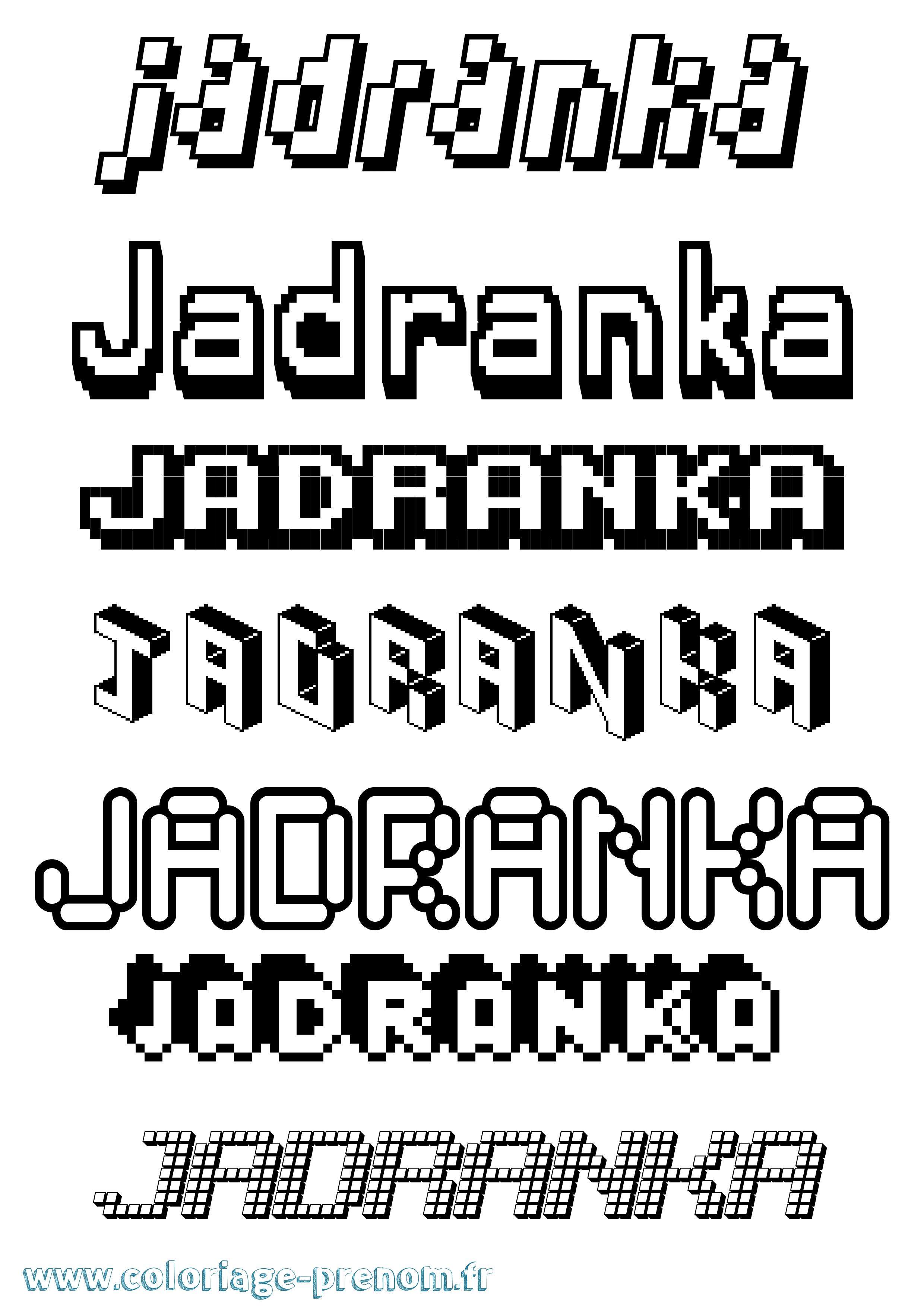 Coloriage prénom Jadranka Pixel
