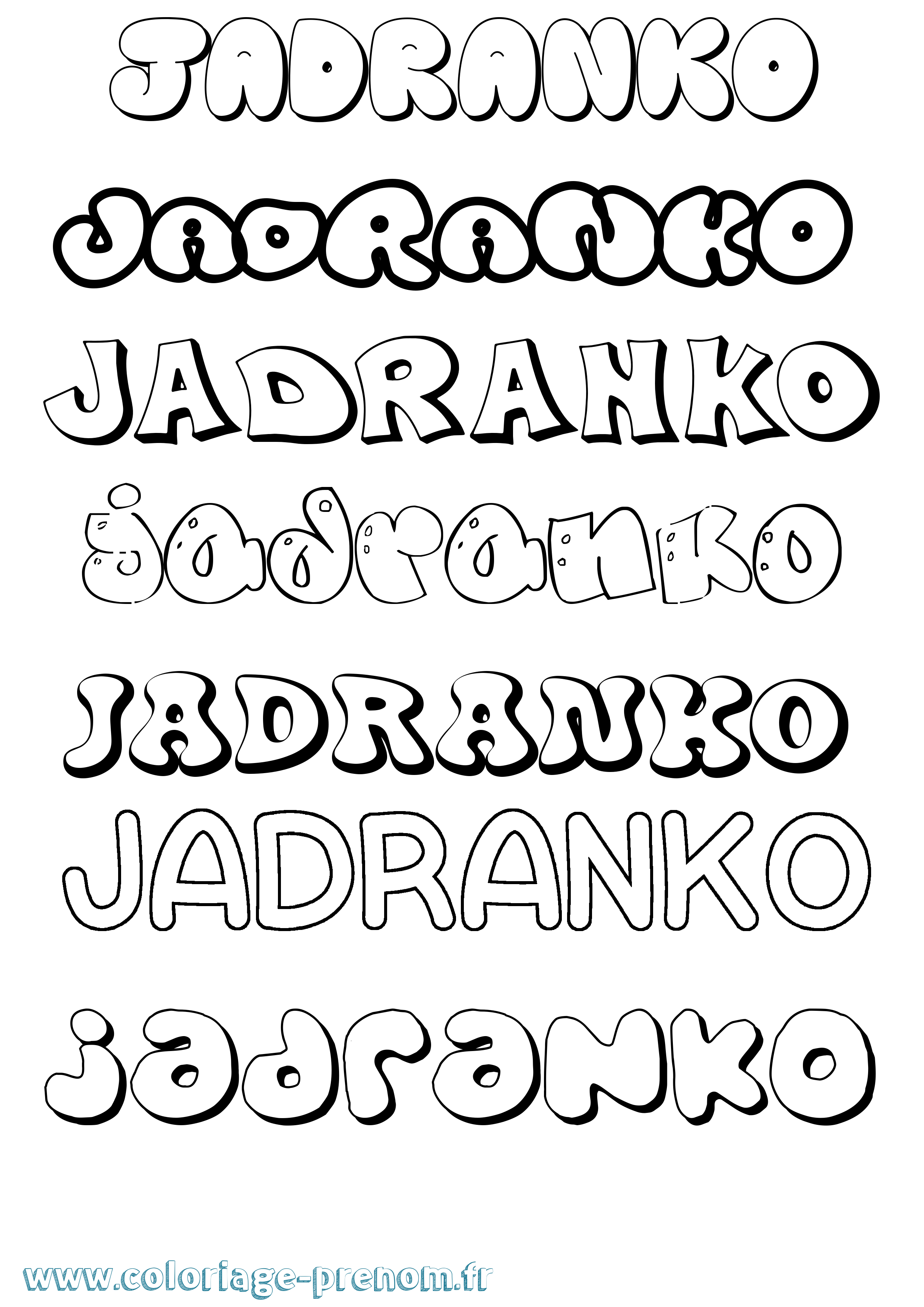 Coloriage Jadranko Bubble Coloriage prénom Jadranko Bubble