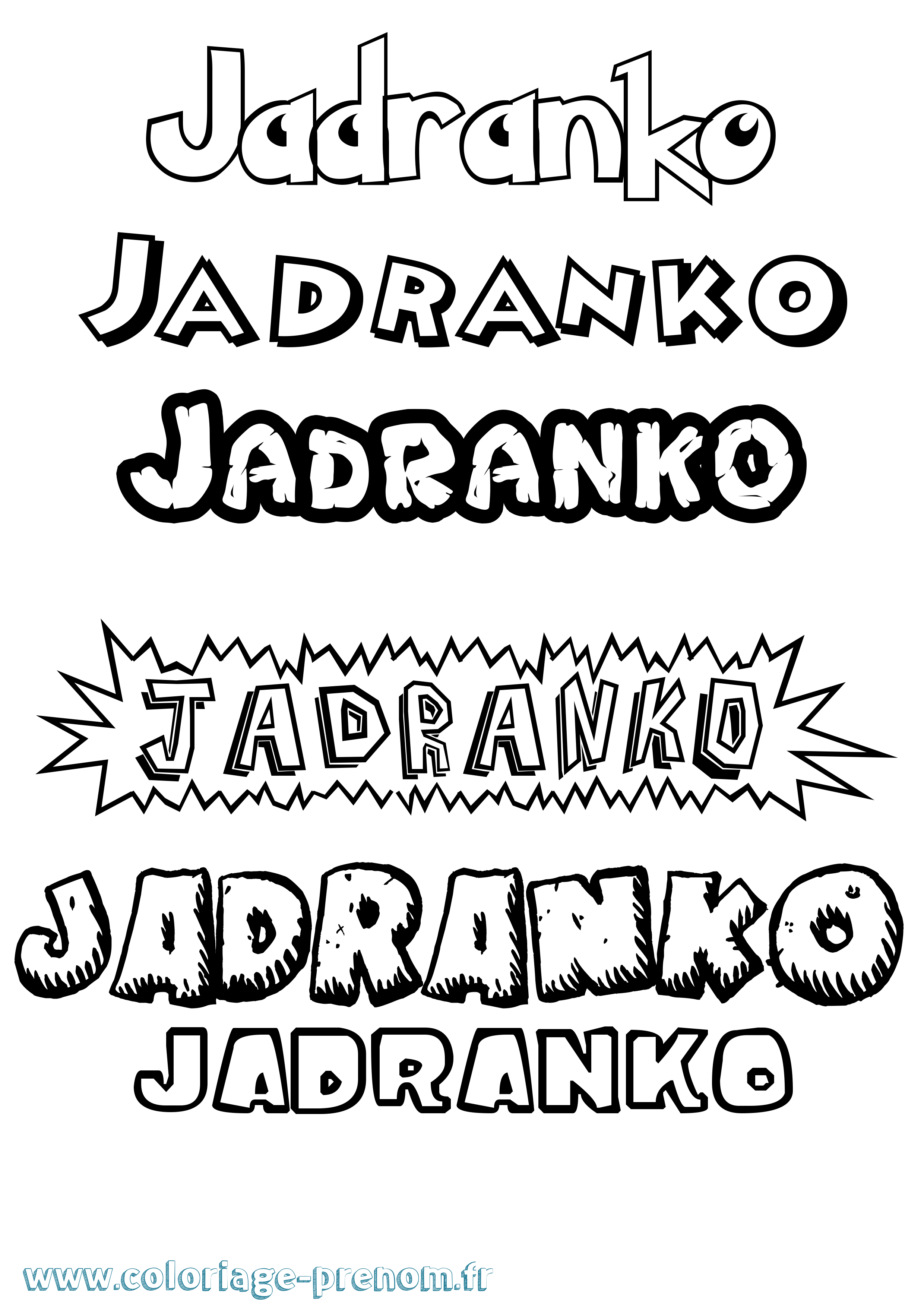 Coloriage Jadranko Dessin Animé Coloriage prénom Jadranko Dessin Animé