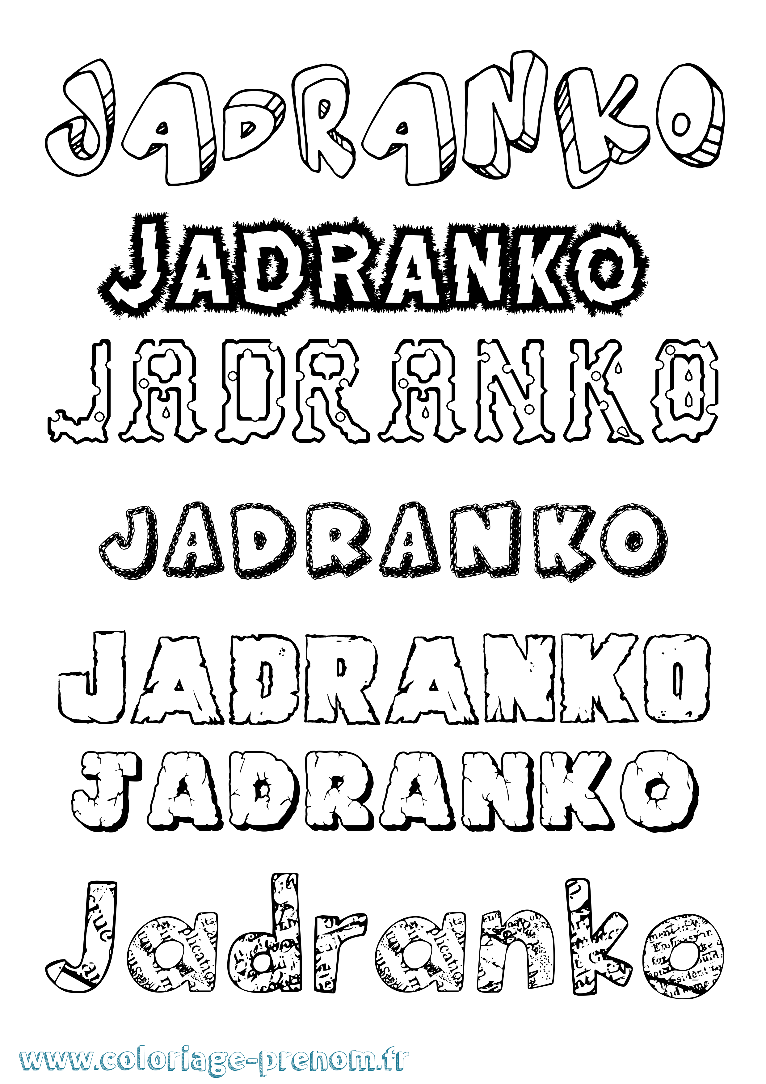 Coloriage Jadranko Destructuré Coloriage prénom Jadranko Destructuré