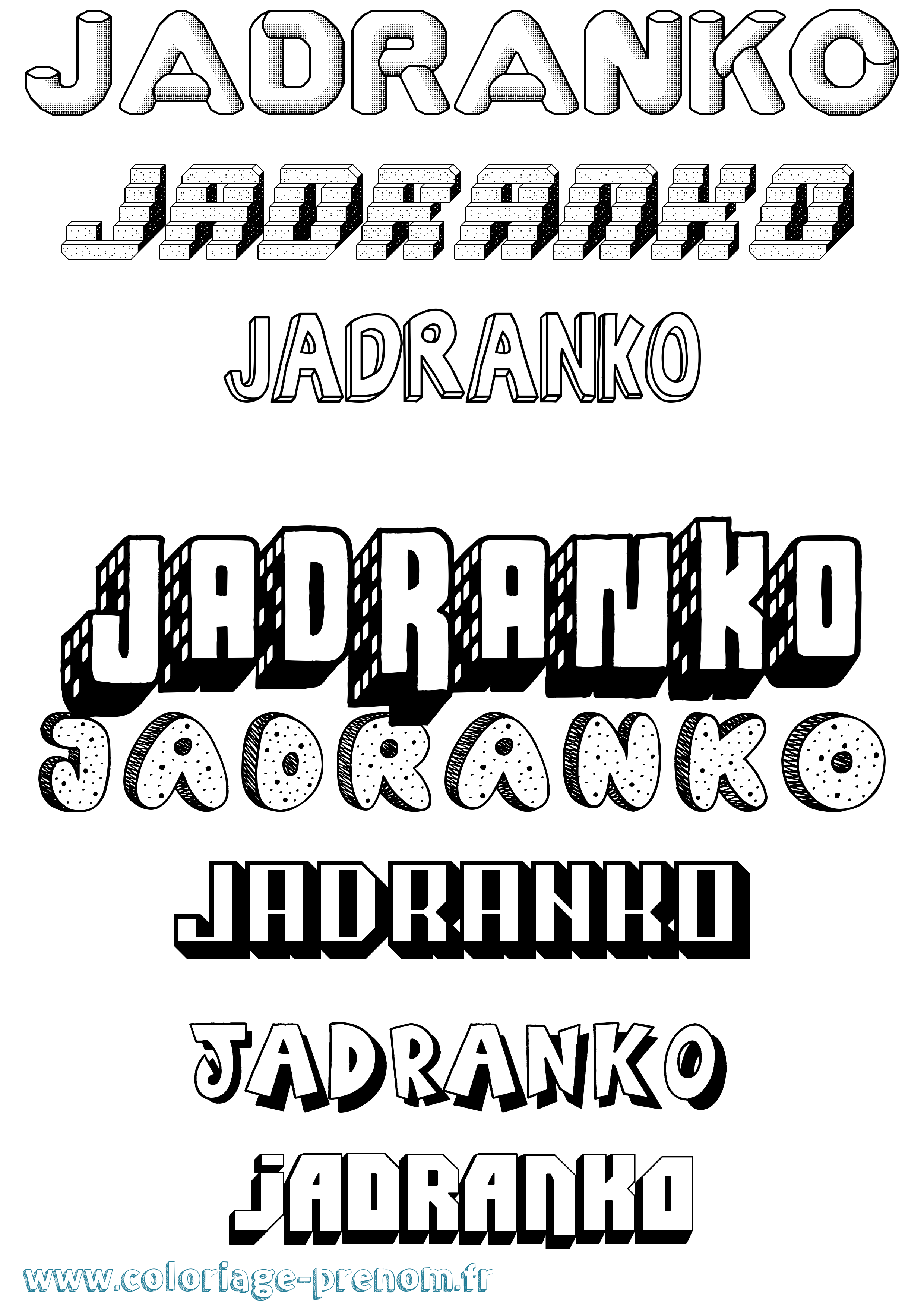 Coloriage Jadranko Effet 3D Coloriage prénom Jadranko Effet 3D
