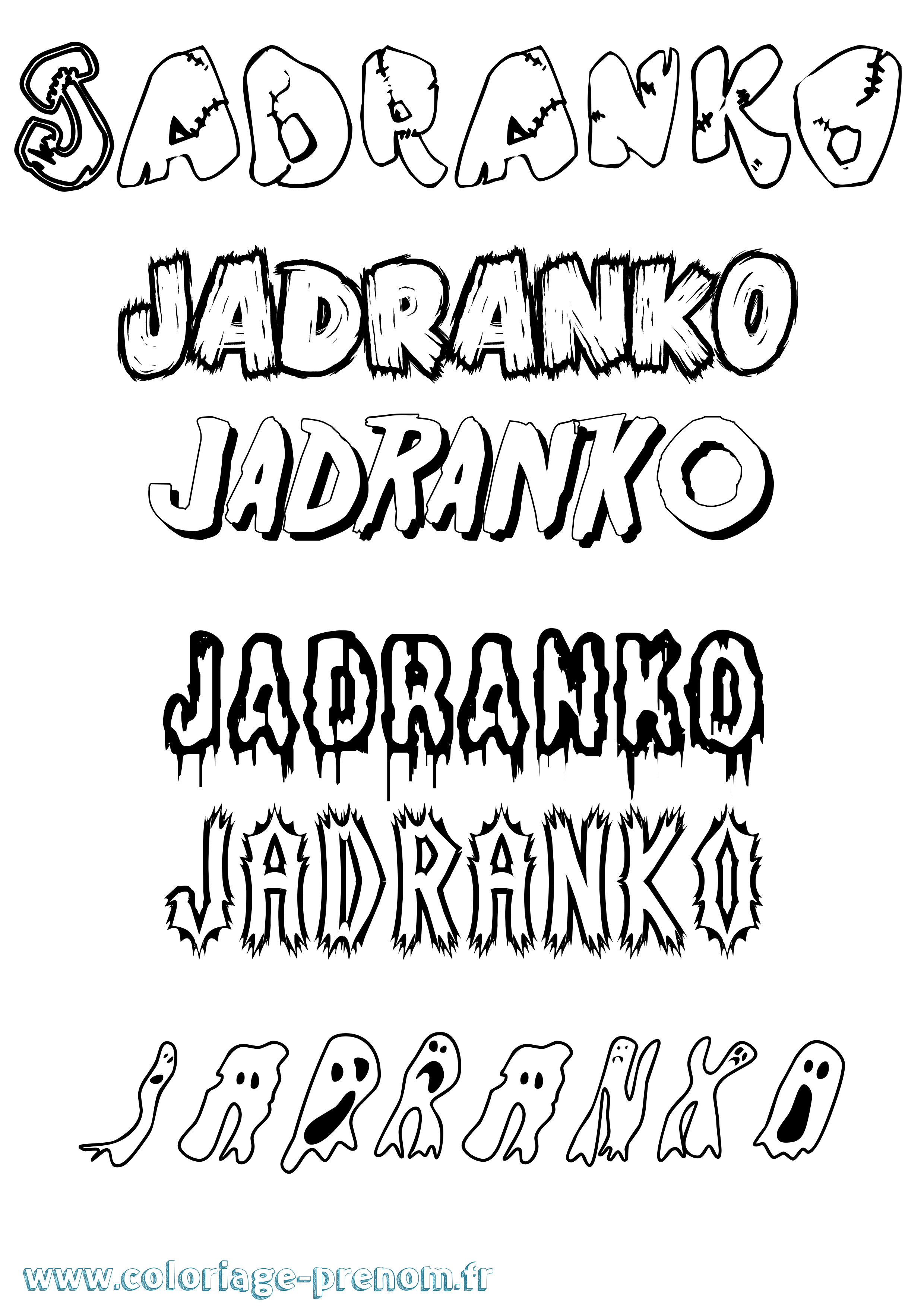 Coloriage Jadranko Frisson Coloriage prénom Jadranko Frisson