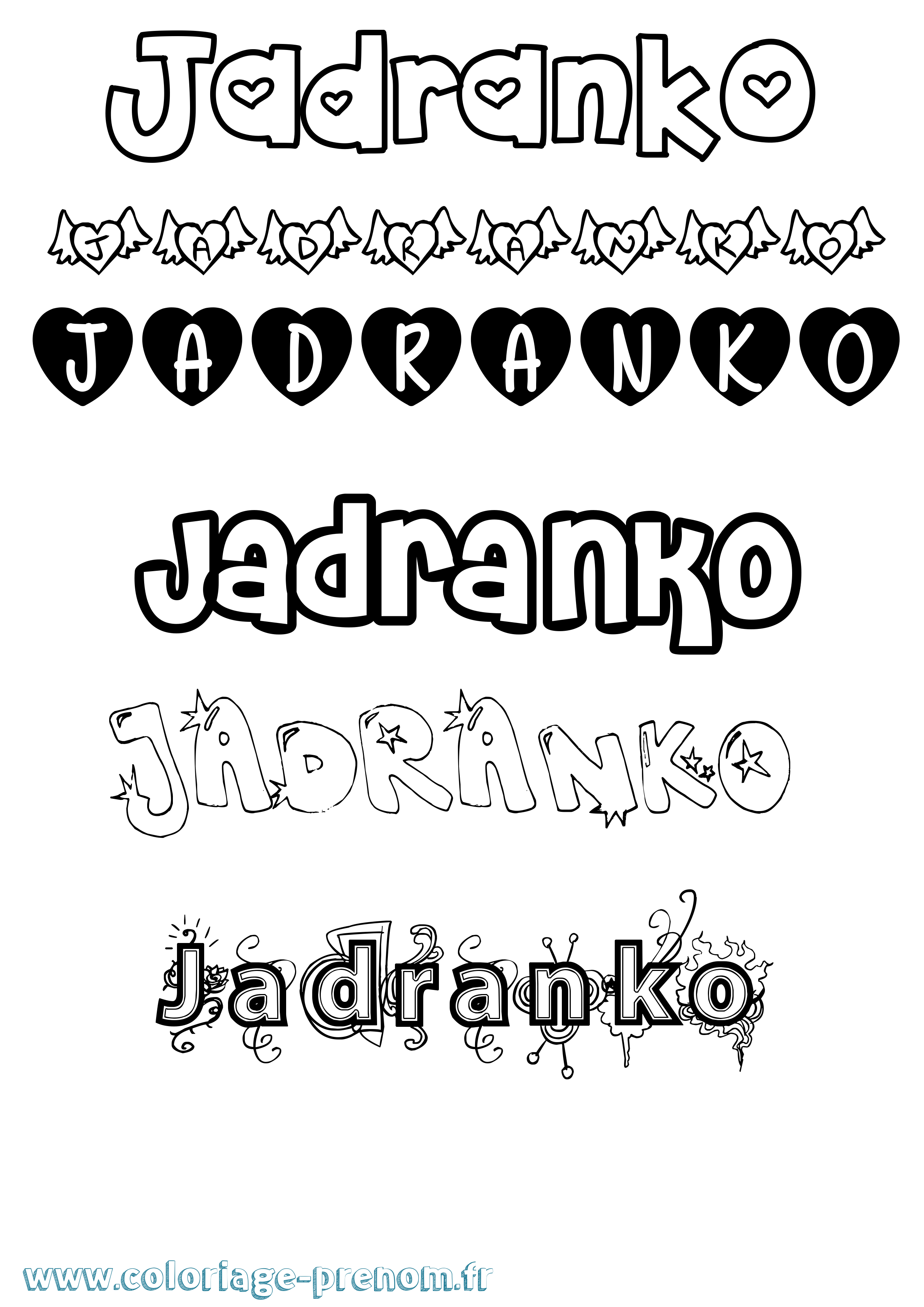 Coloriage Jadranko Girly Coloriage prénom Jadranko Girly