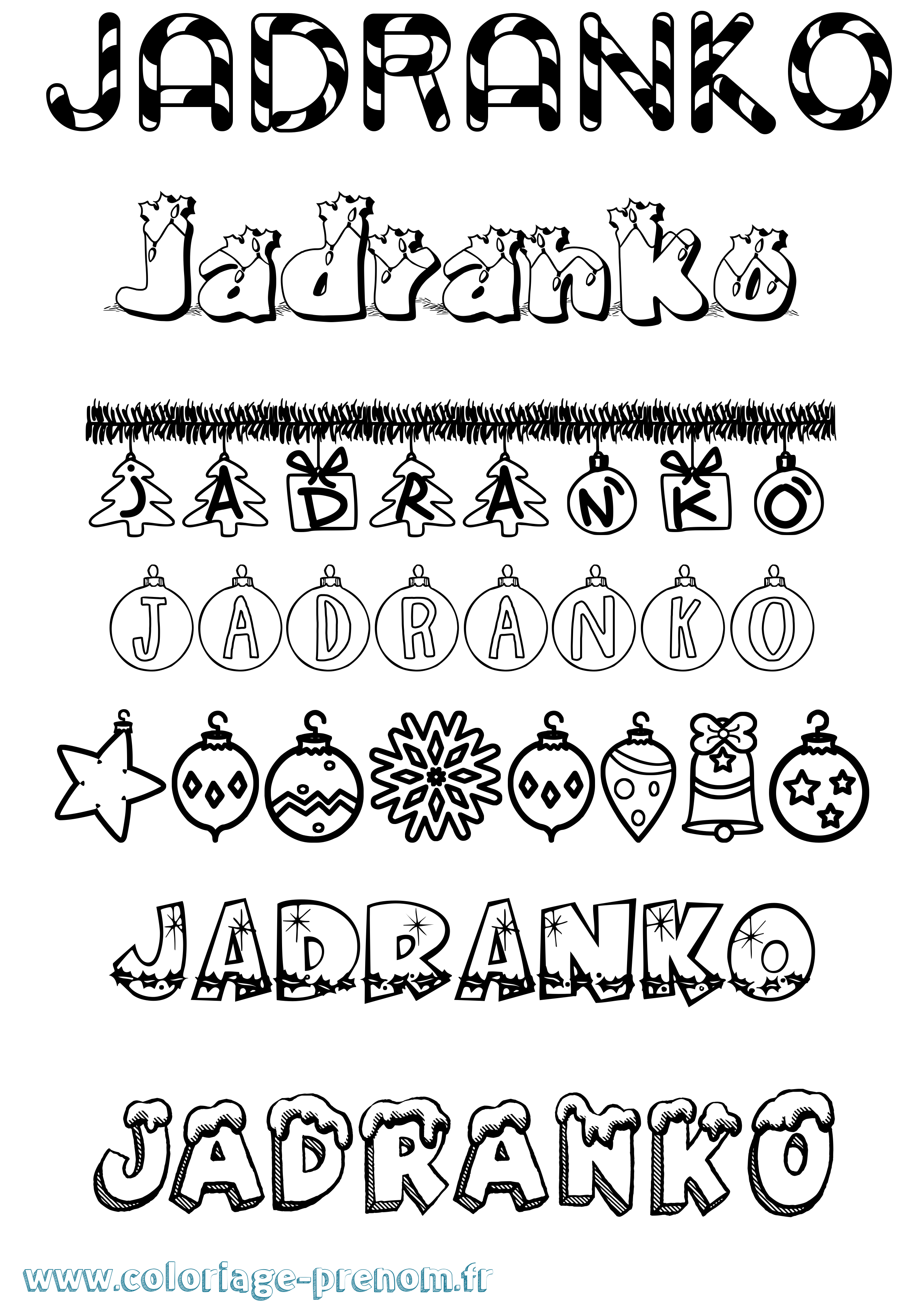 Coloriage Jadranko Noël Coloriage prénom Jadranko Noël