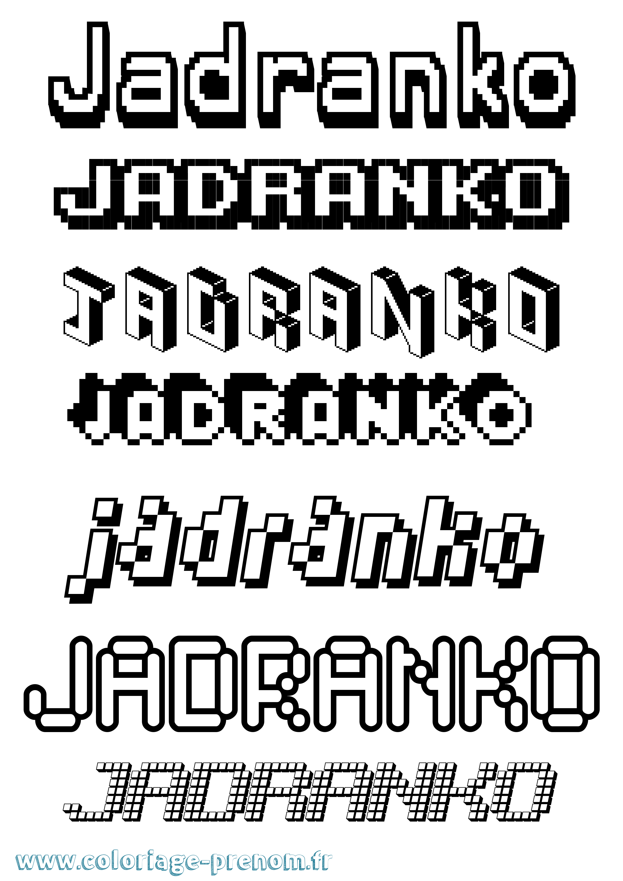Coloriage Jadranko Pixel Coloriage prénom Jadranko Pixel
