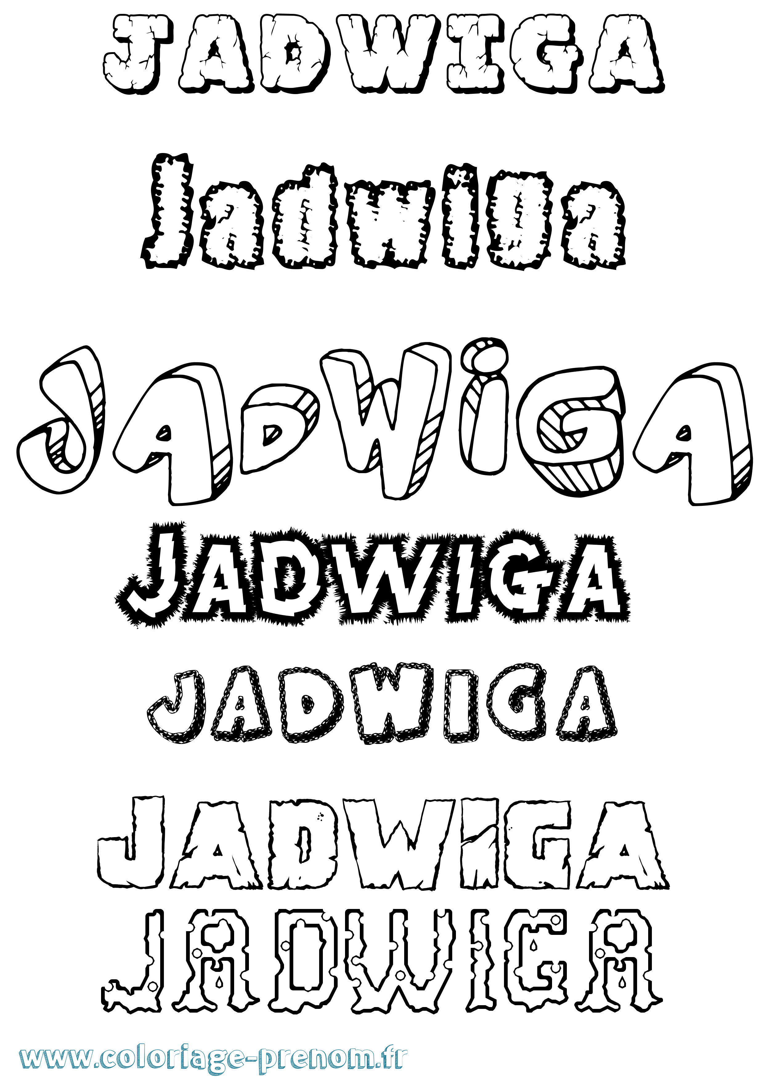 Coloriage prénom Jadwiga Destructuré
