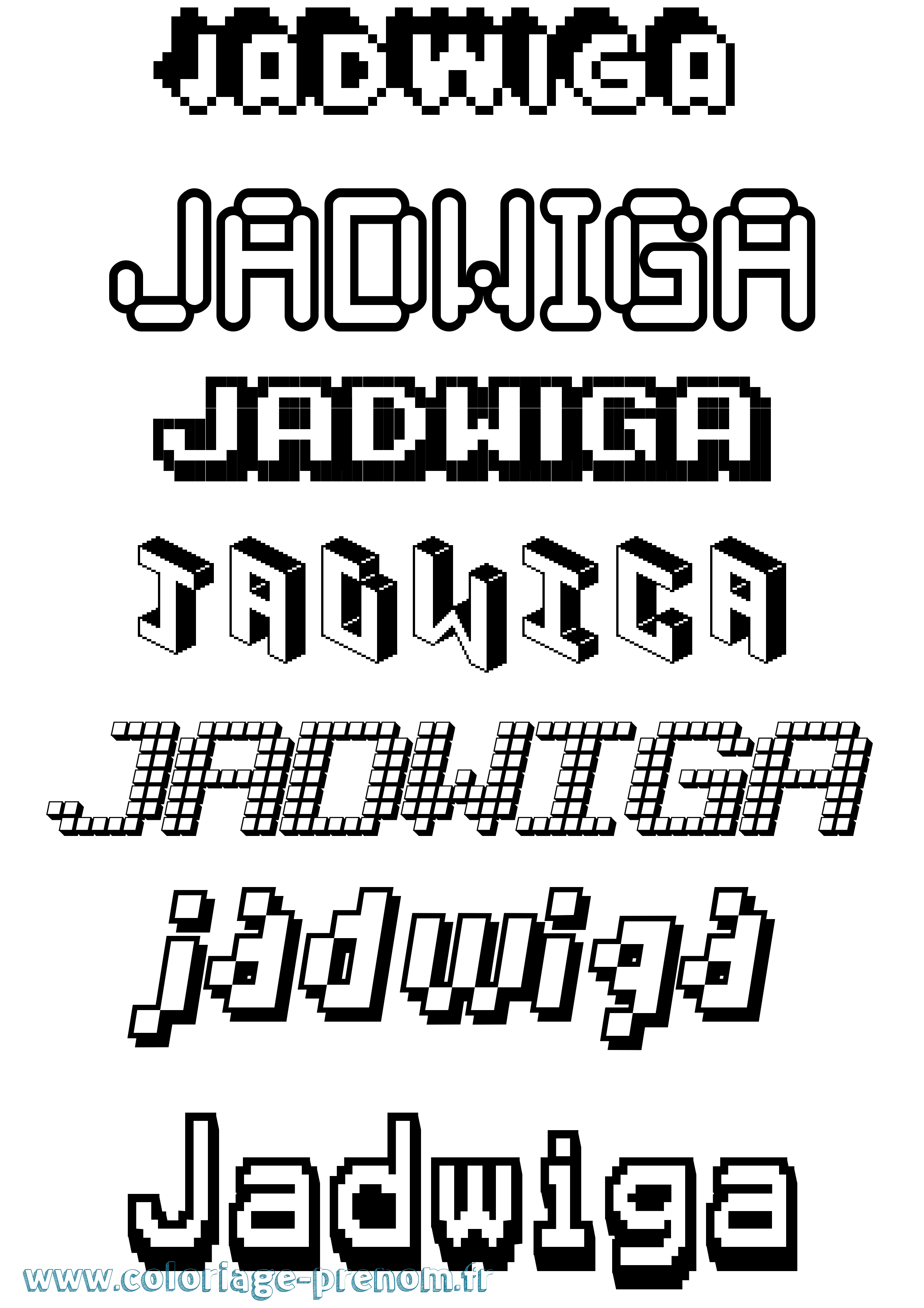 Coloriage prénom Jadwiga Pixel