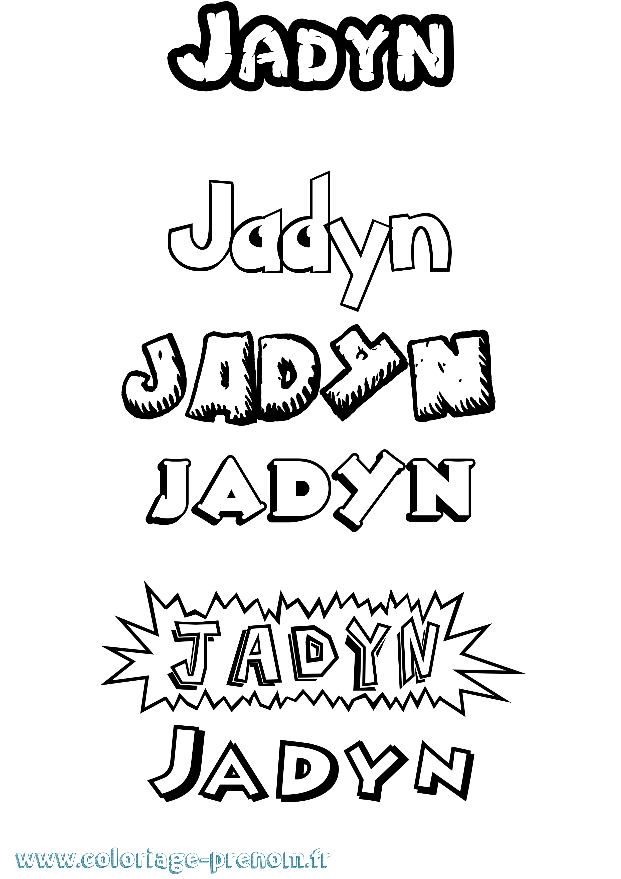 Coloriage prénom Jadyn Dessin Animé