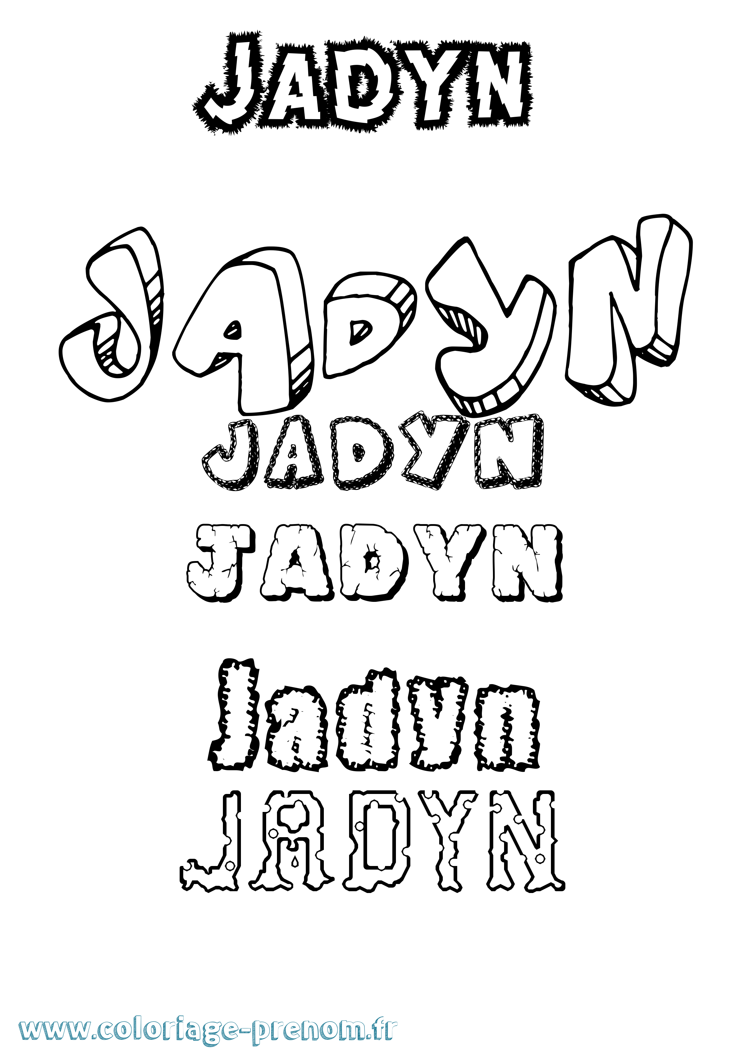 Coloriage prénom Jadyn Destructuré