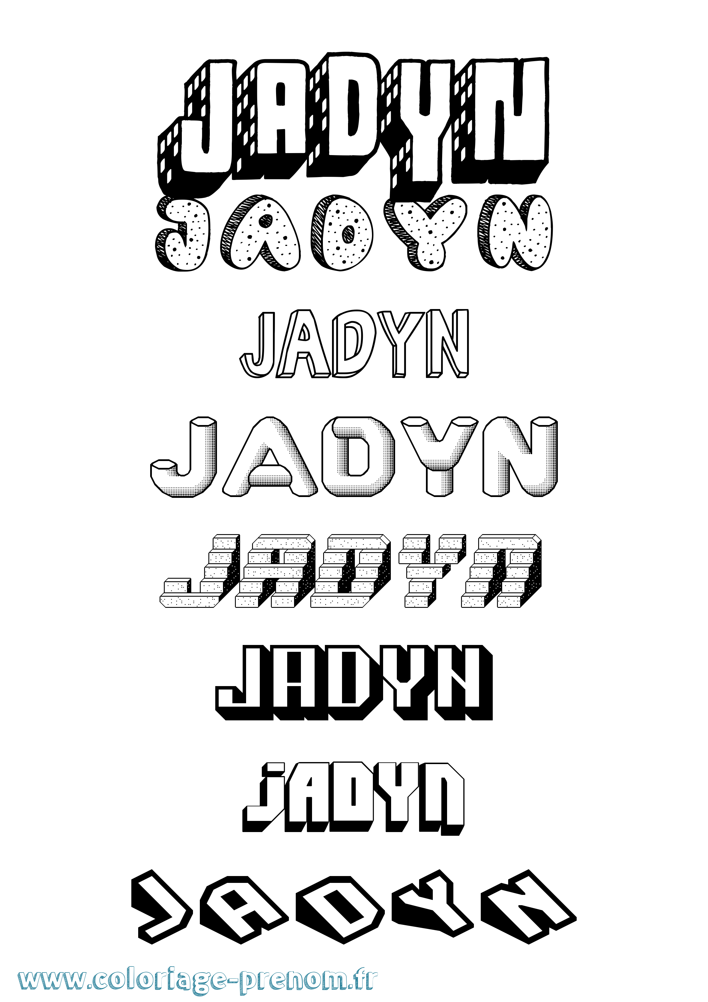 Coloriage Jadyn Effet 3D Coloriage prénom Jadyn Effet 3D