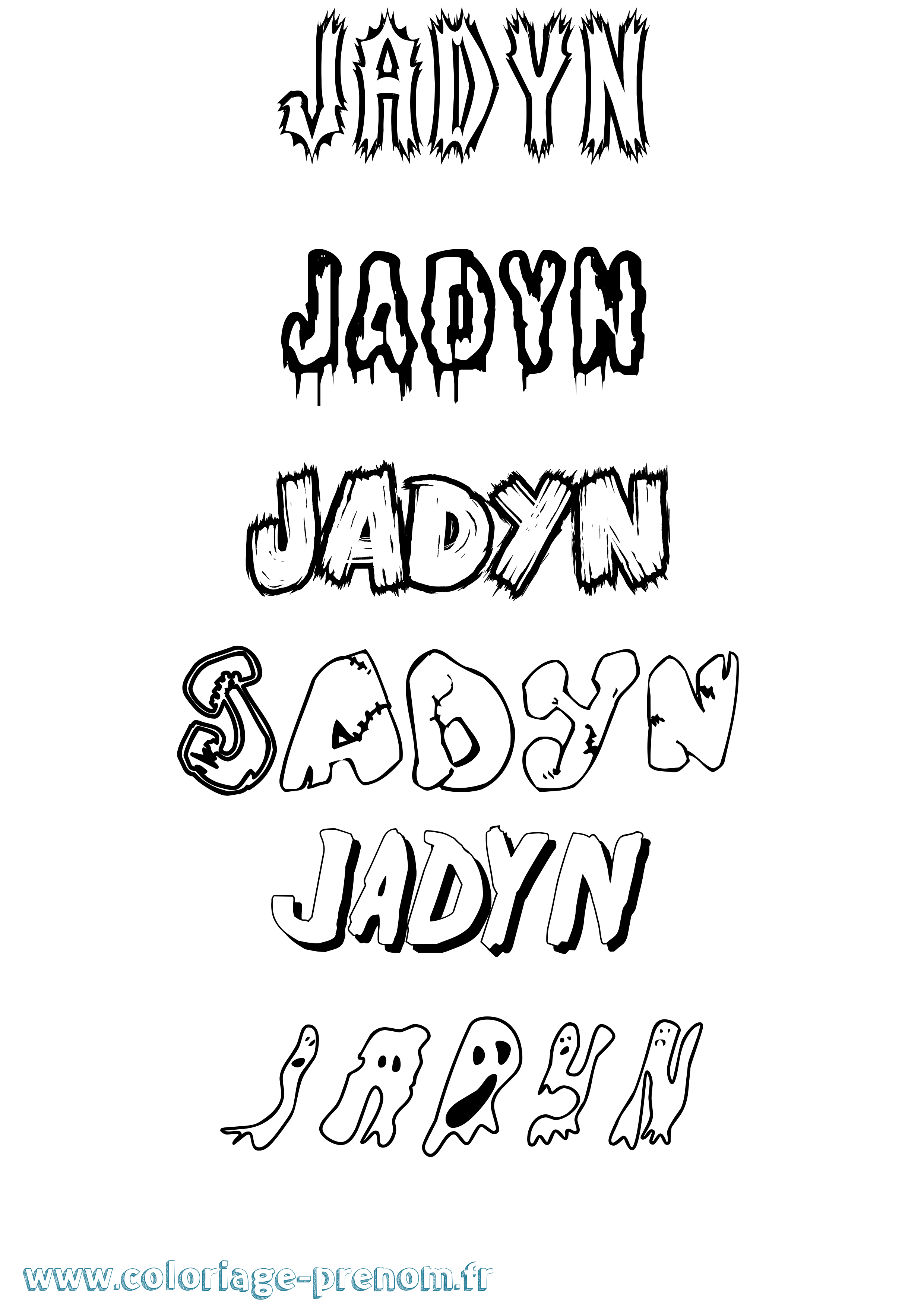 Coloriage prénom Jadyn Frisson