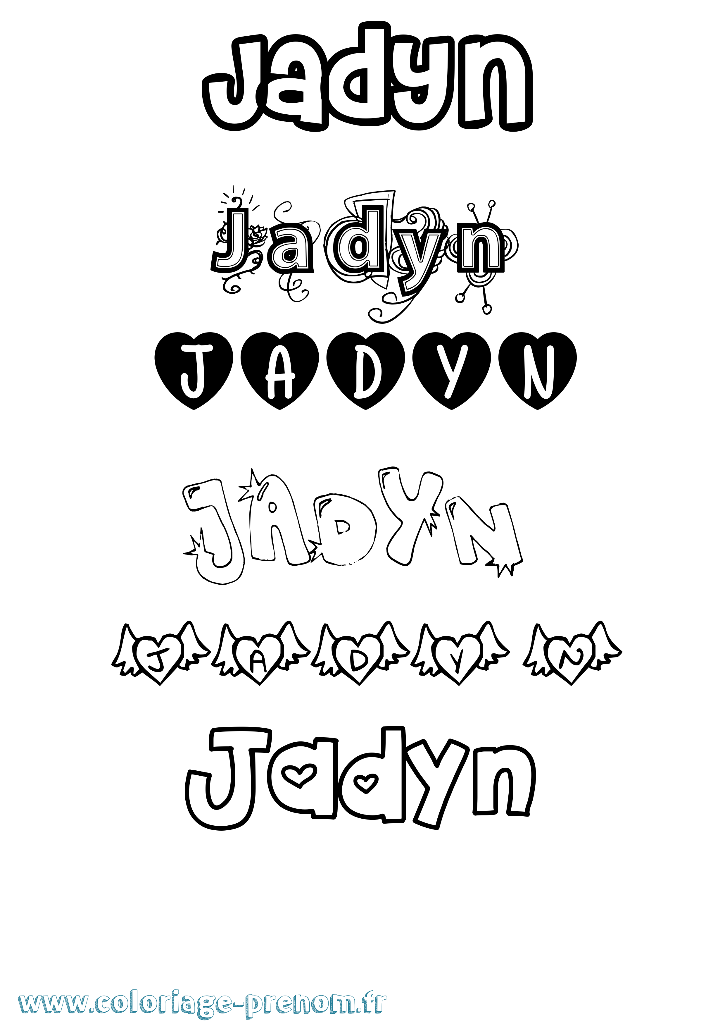 Coloriage Jadyn Girly Coloriage prénom Jadyn Girly