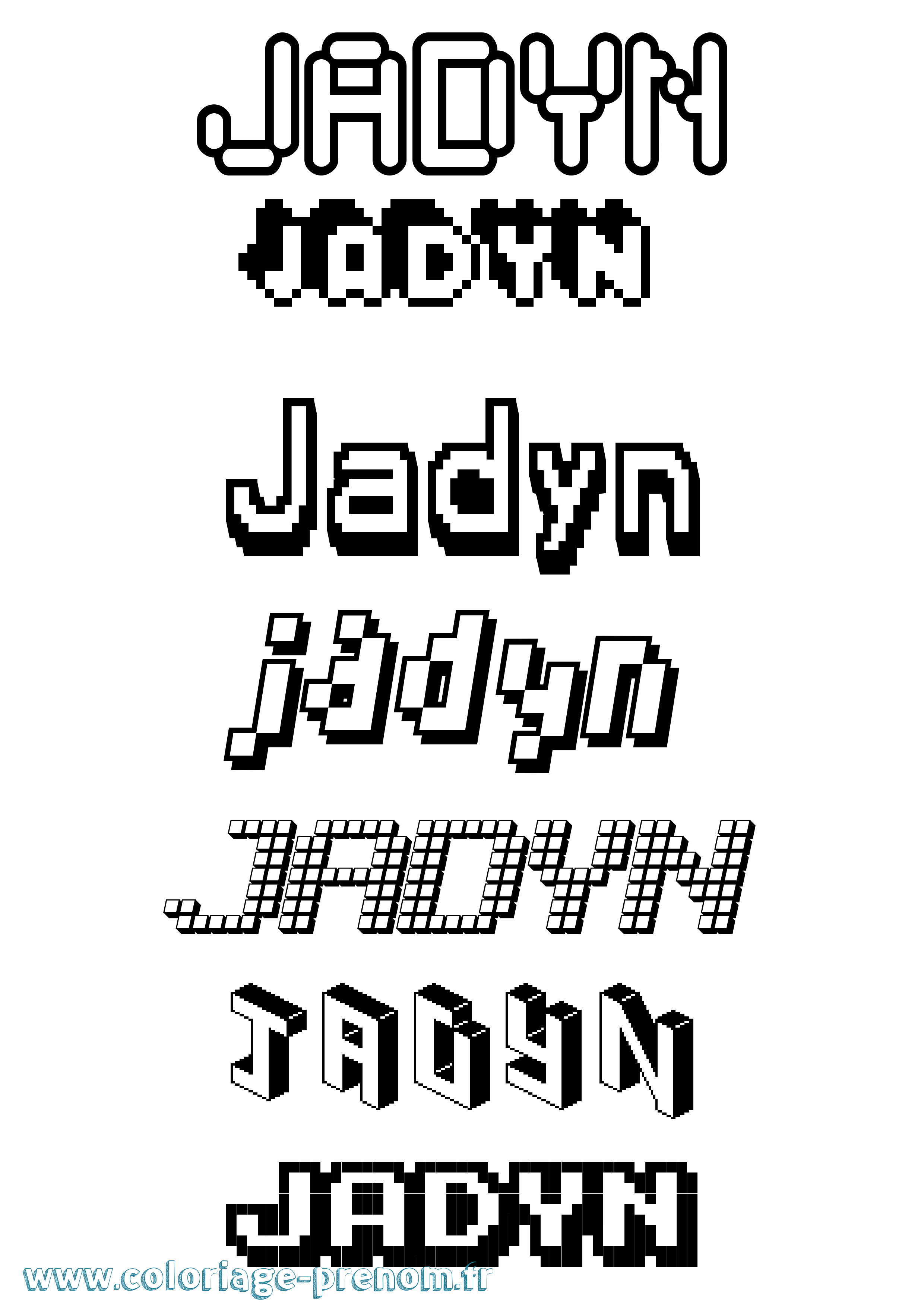 Coloriage prénom Jadyn Pixel