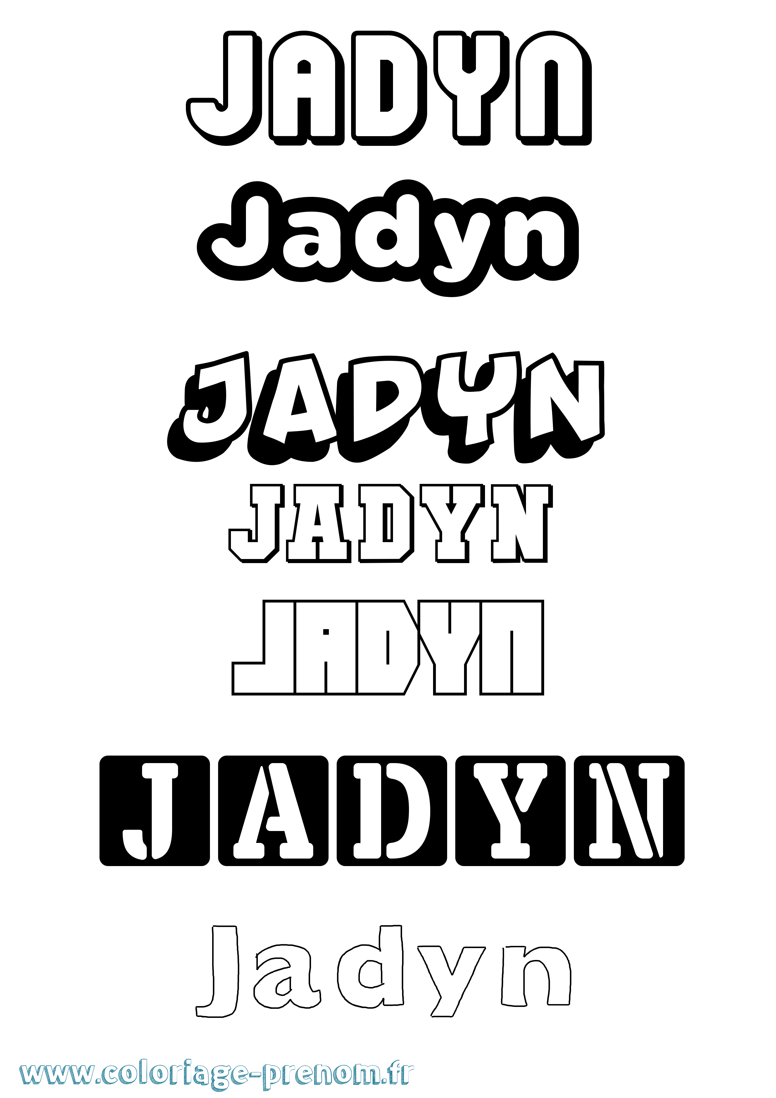 Coloriage prénom Jadyn Simple