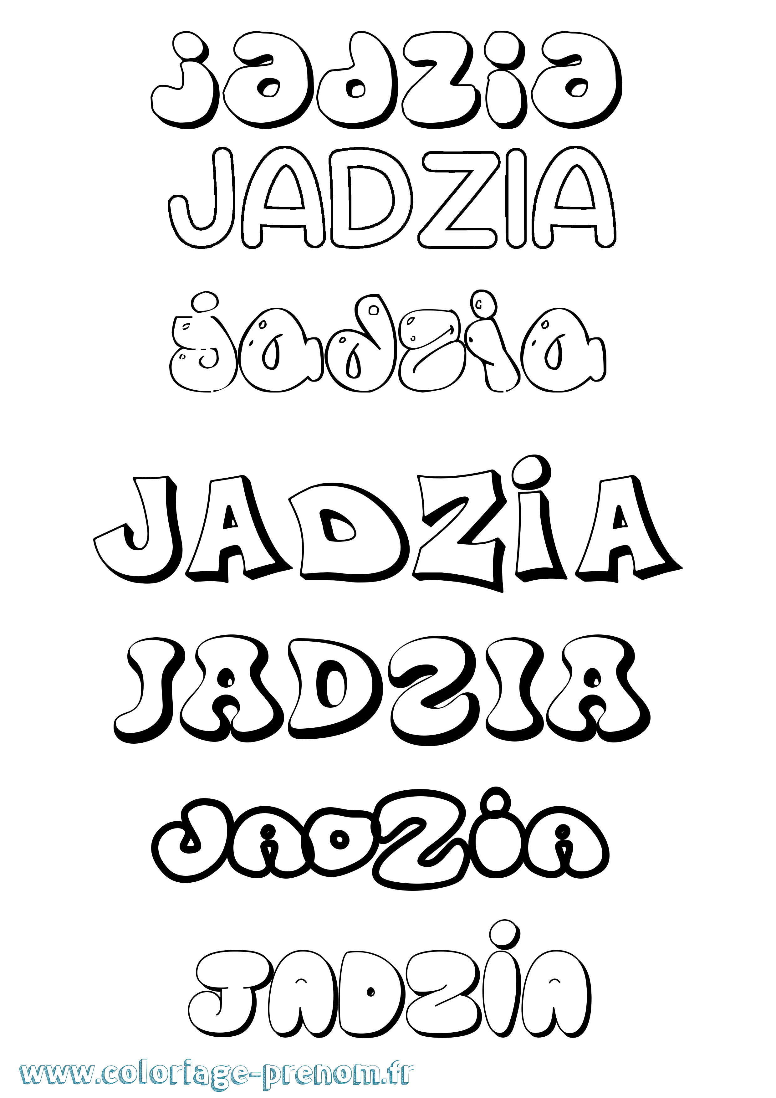 Coloriage prénom Jadzia Bubble