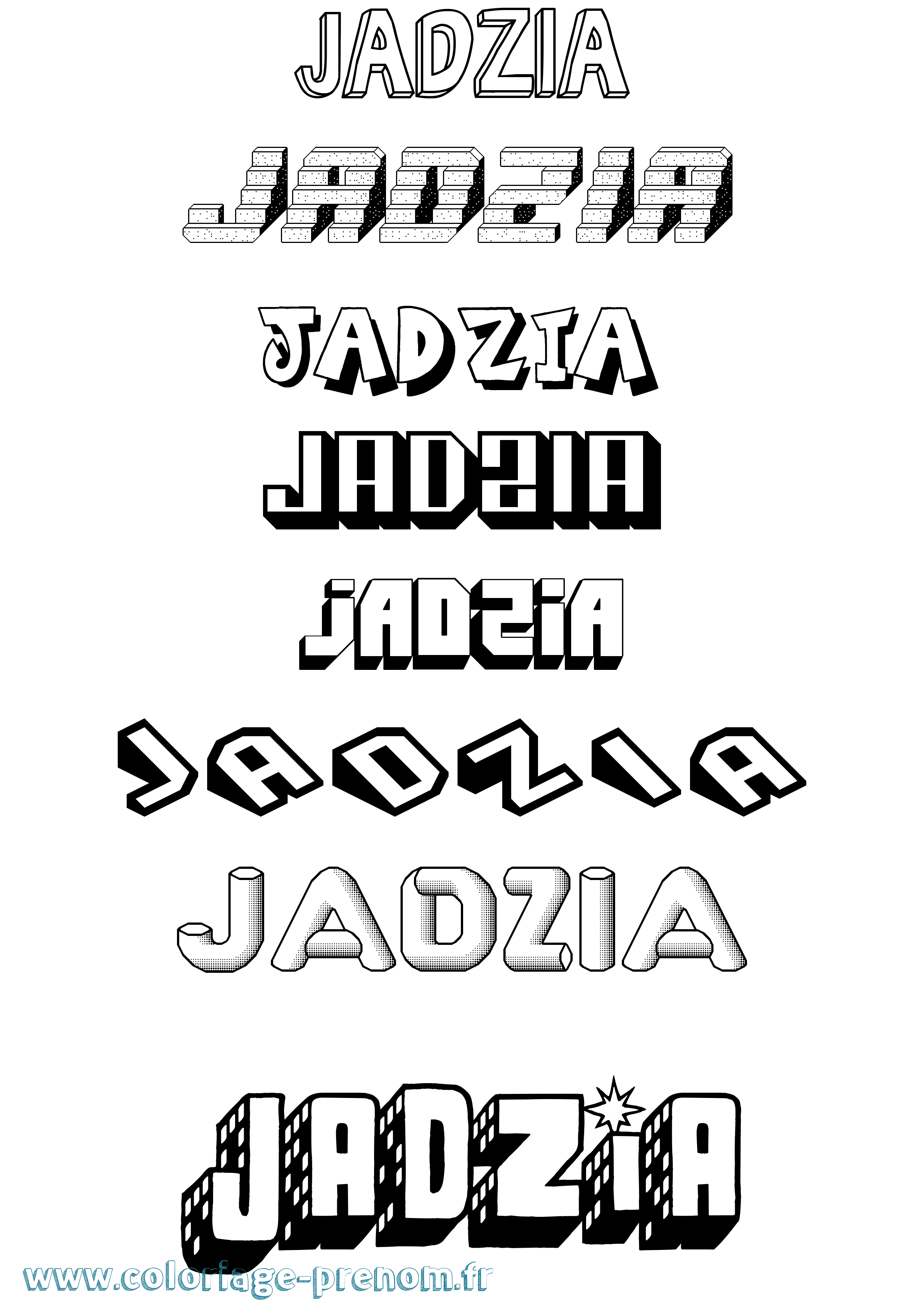 Coloriage Jadzia Effet 3D Coloriage prénom Jadzia Effet 3D