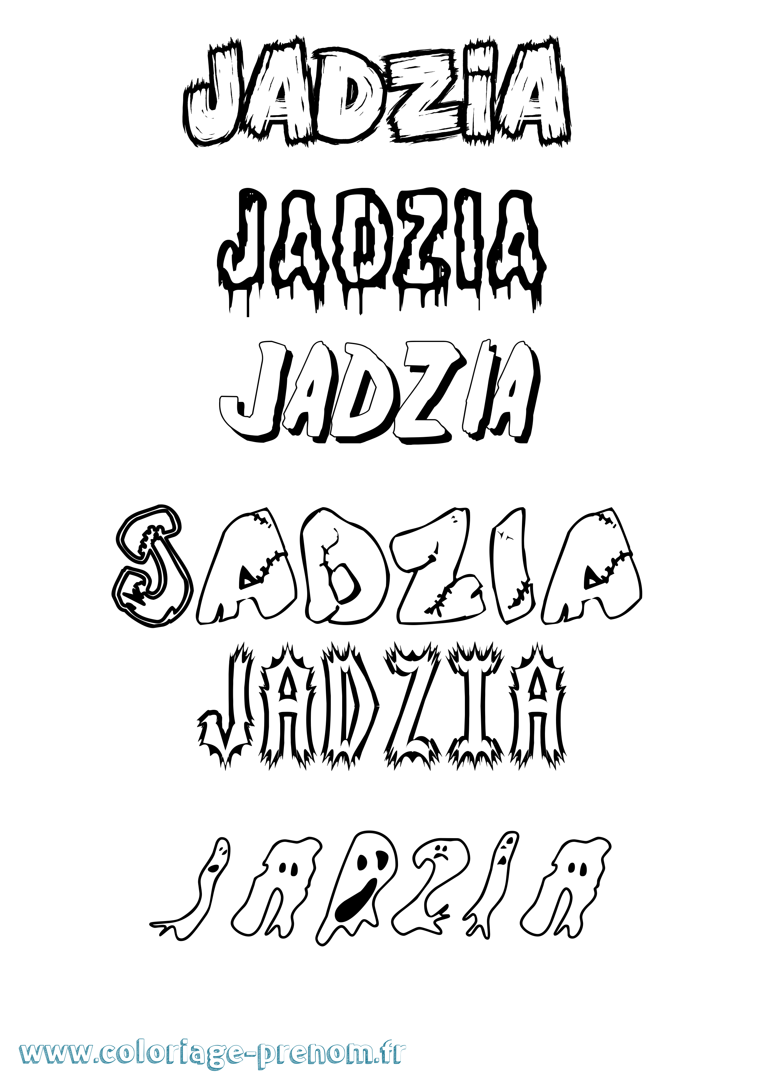 Coloriage Jadzia Frisson Coloriage prénom Jadzia Frisson