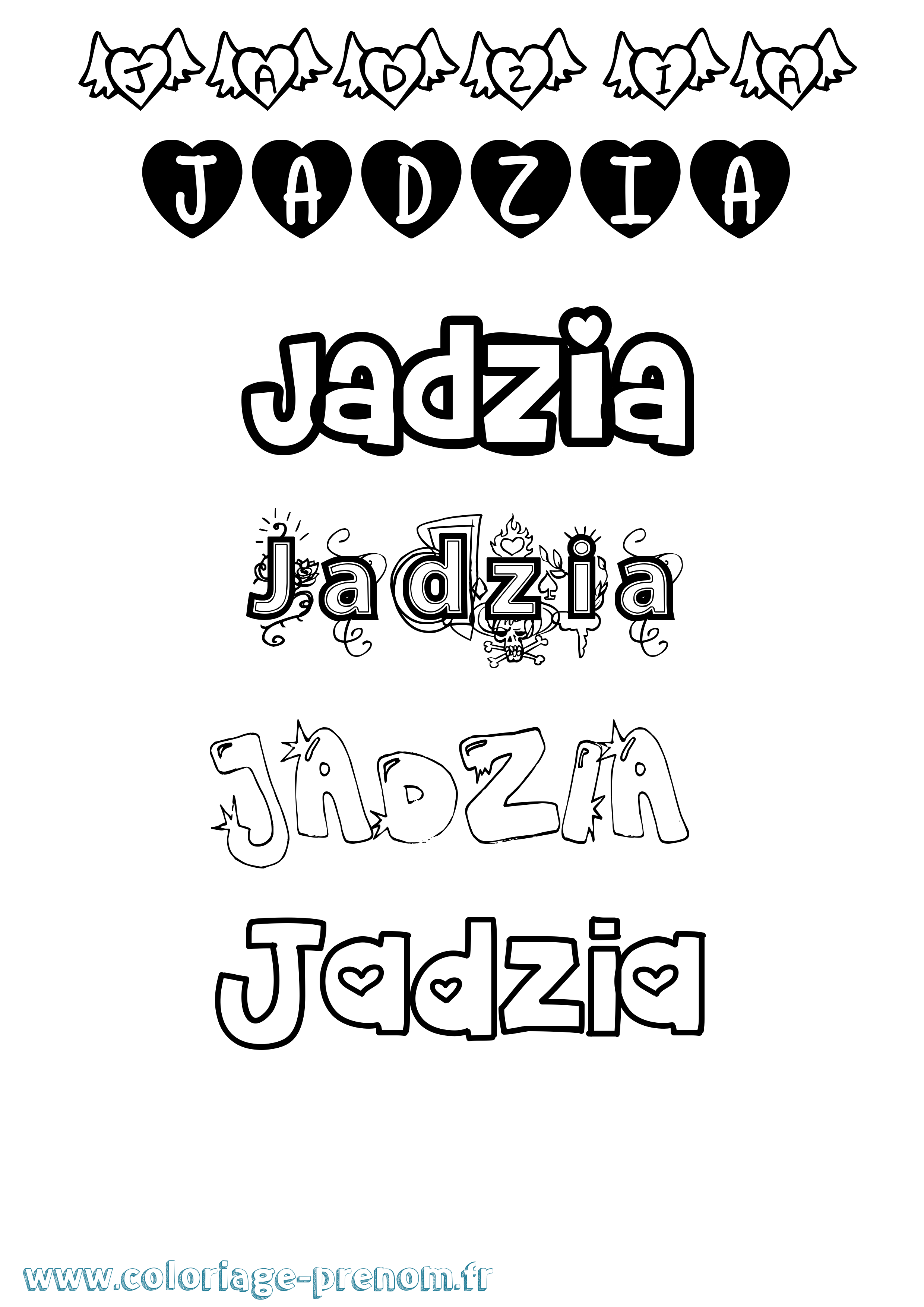 Coloriage prénom Jadzia Girly