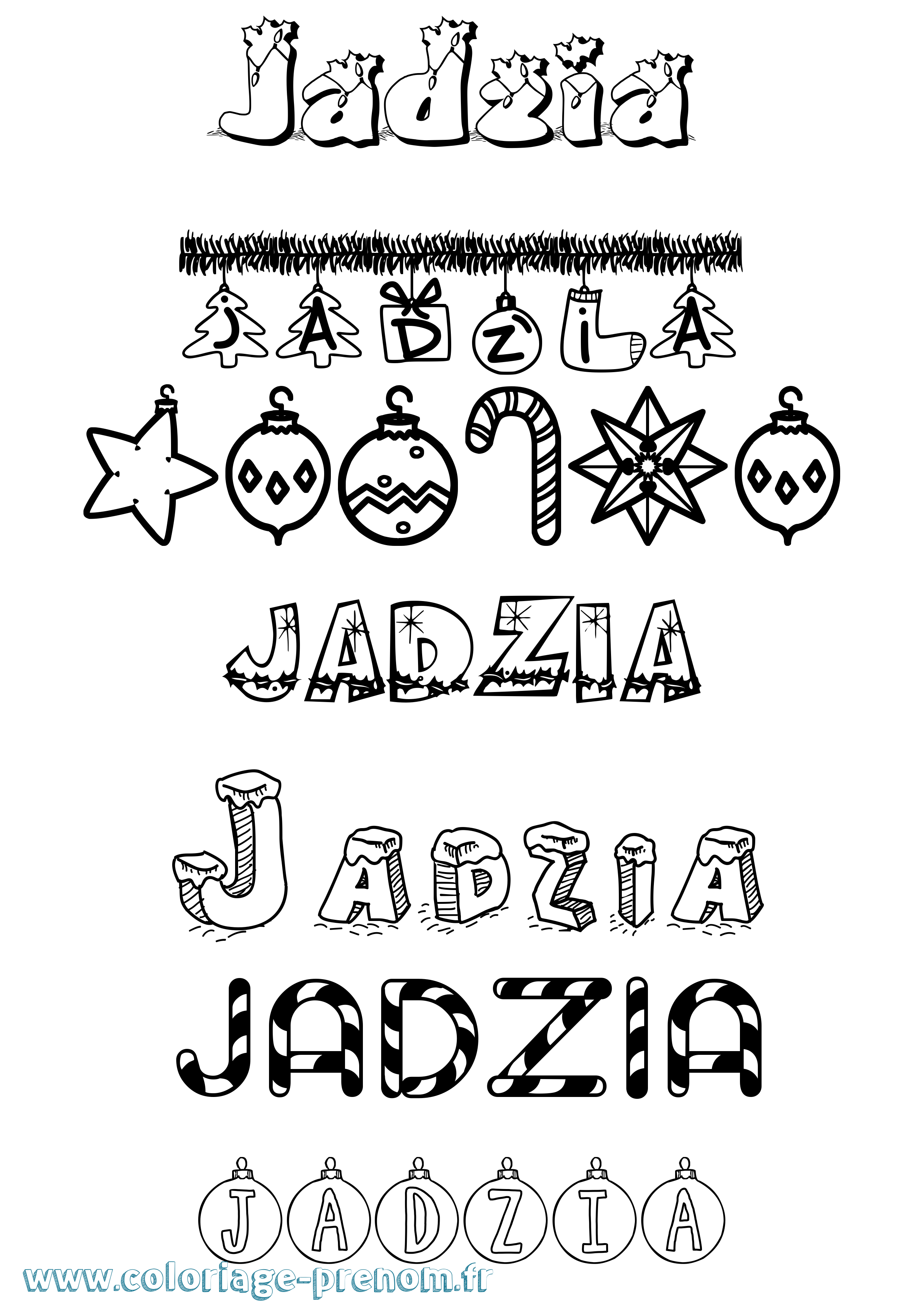 Coloriage Jadzia Noël Coloriage prénom Jadzia Noël