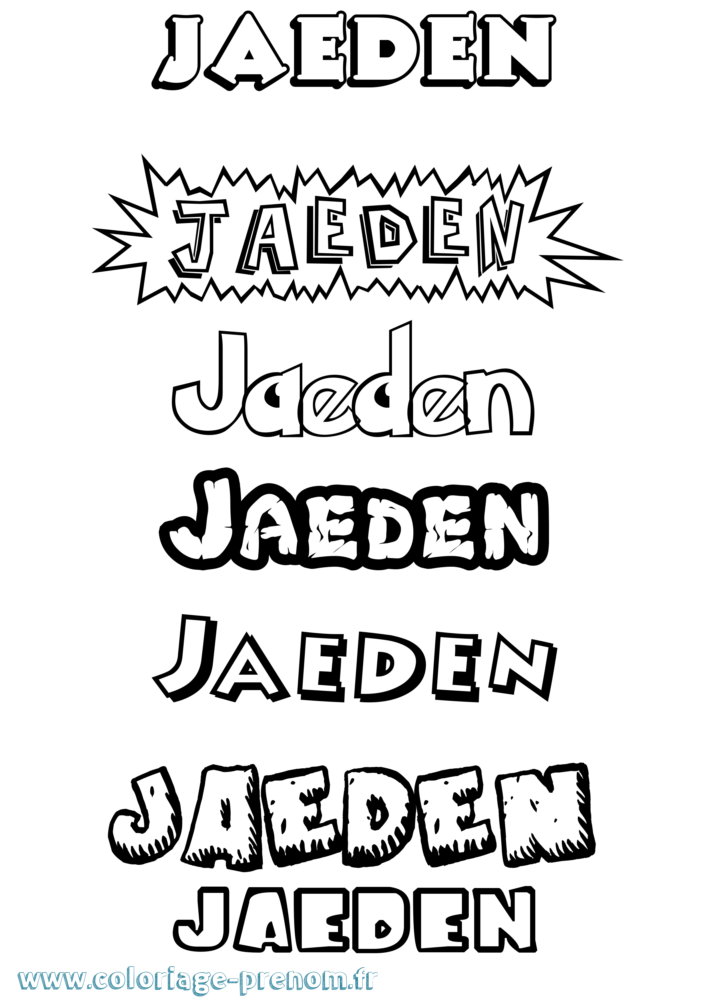 Coloriage prénom Jaeden Dessin Animé