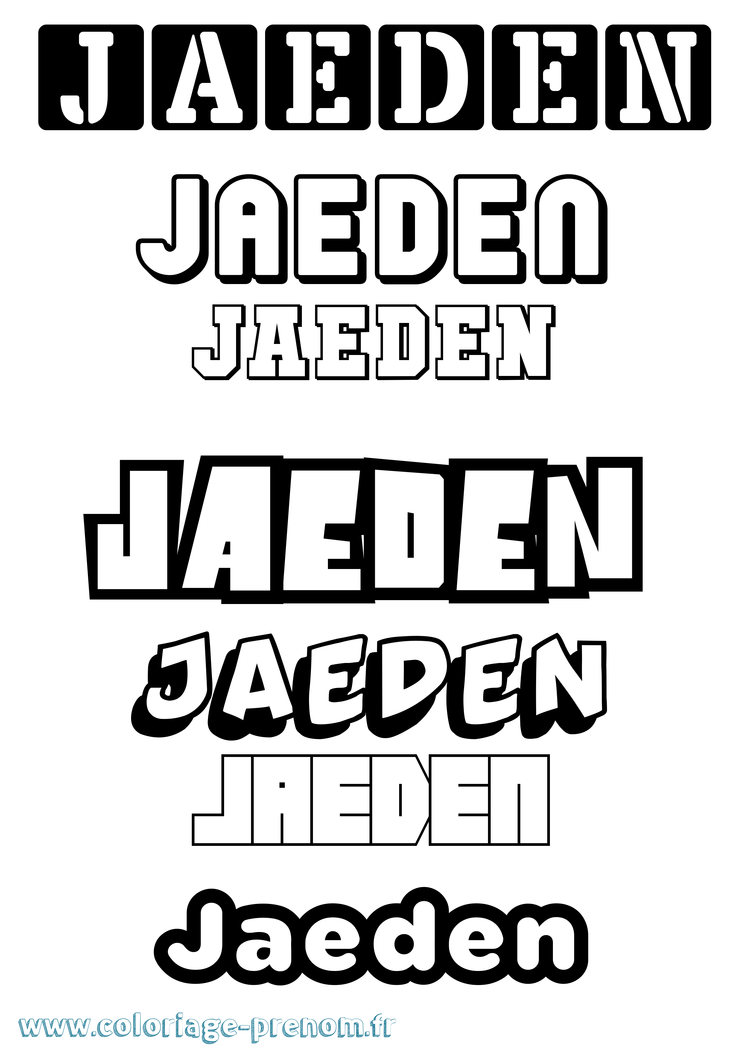 Coloriage prénom Jaeden Simple