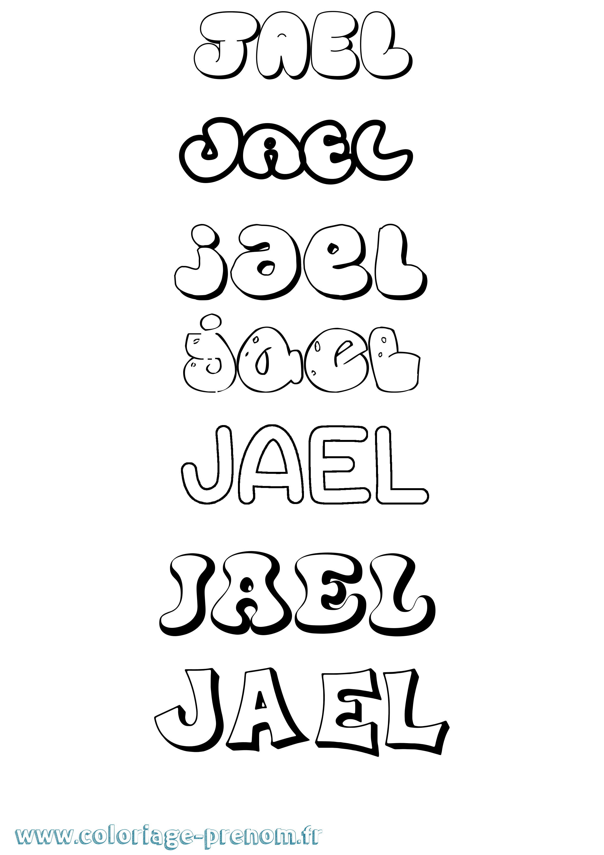 Coloriage Jael Bubble Coloriage prénom Jael Bubble