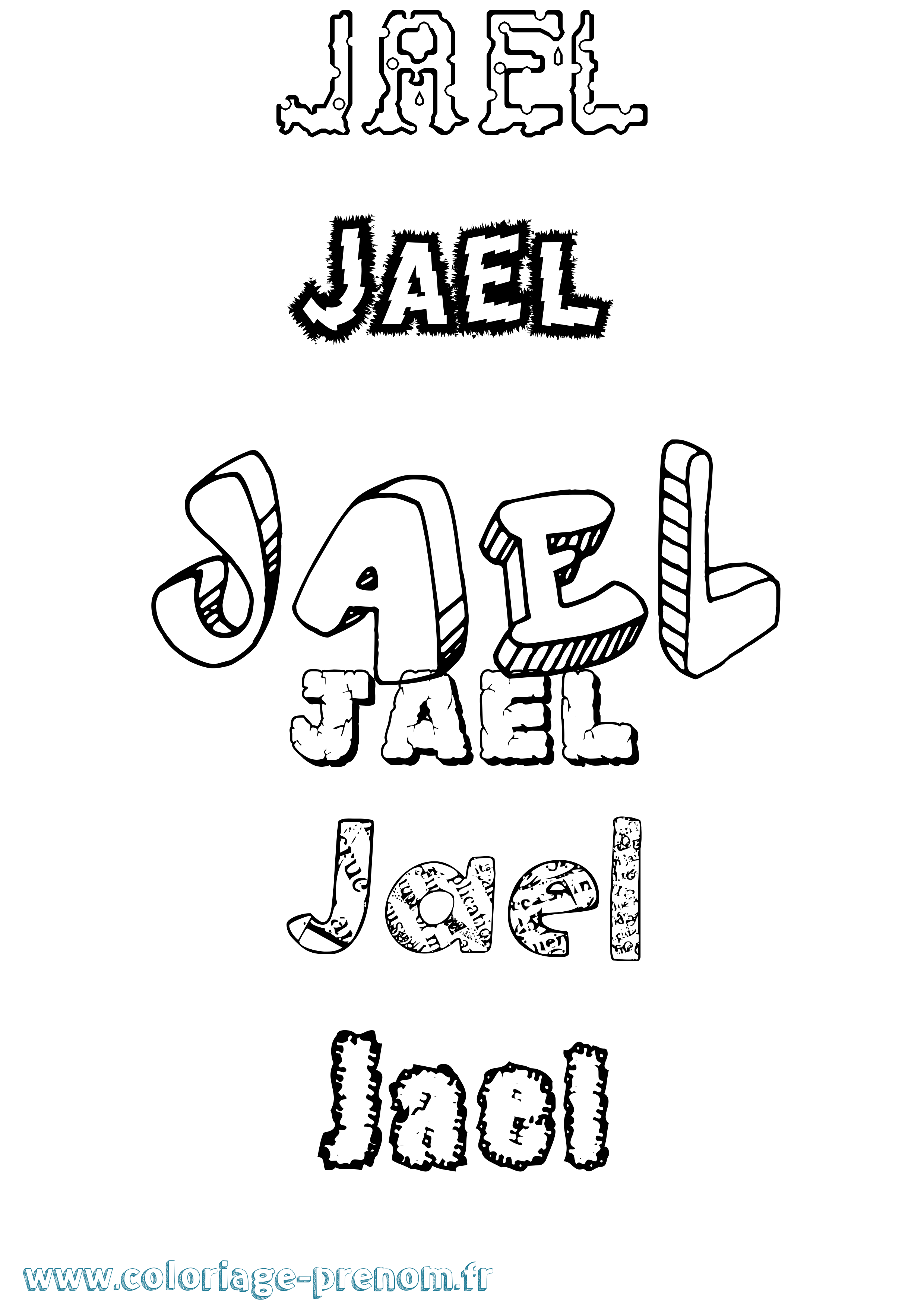 Coloriage prénom Jael Destructuré