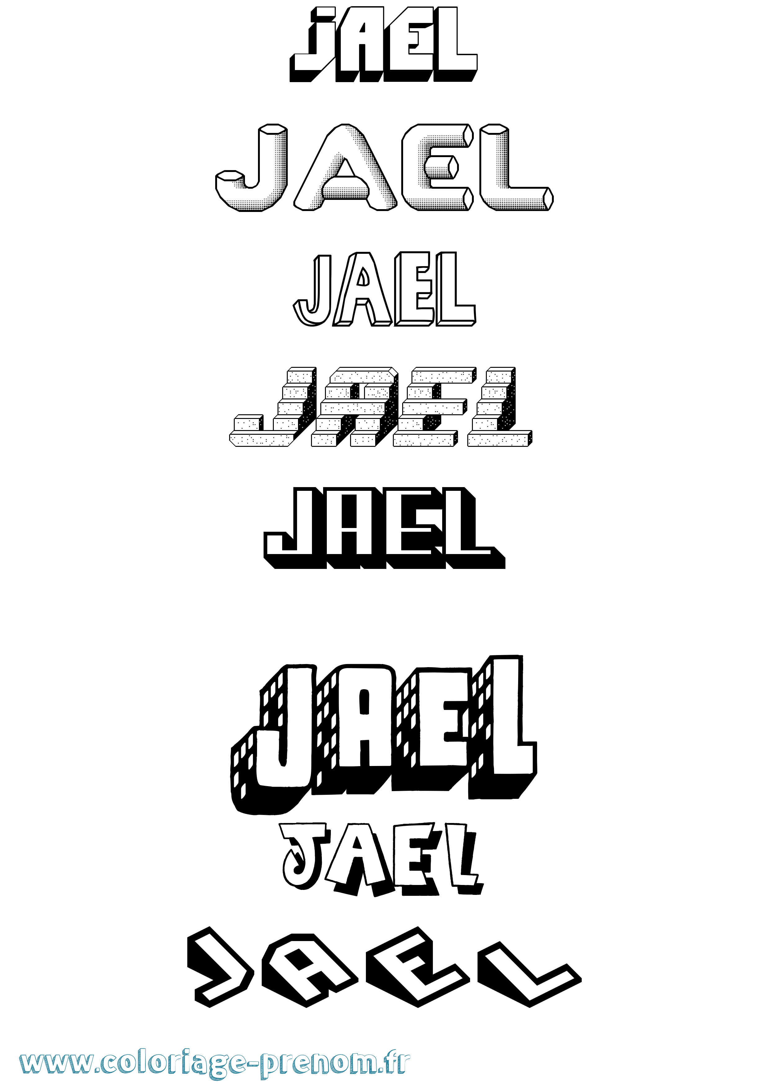 Coloriage prénom Jael Effet 3D