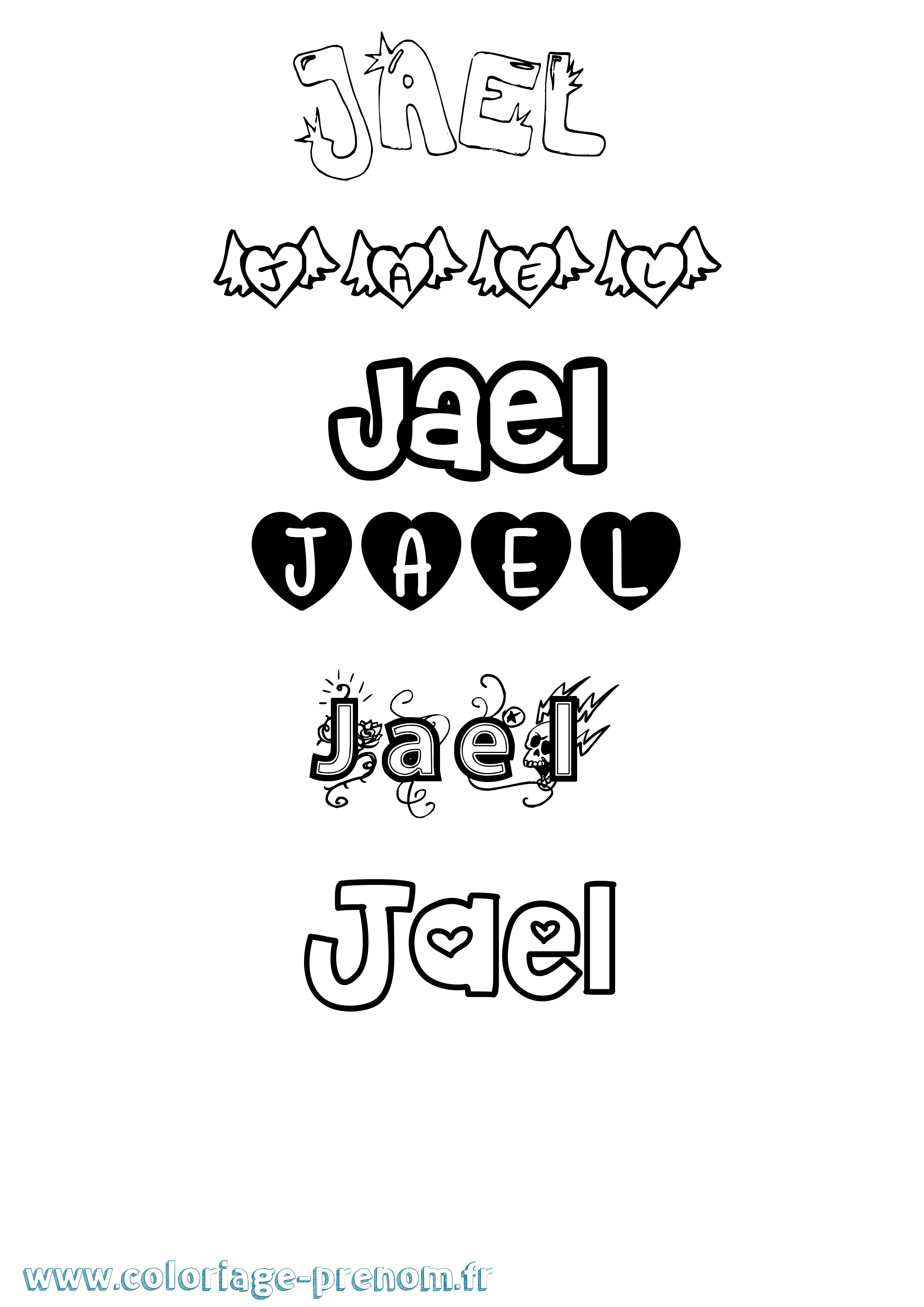 Coloriage prénom Jael Girly