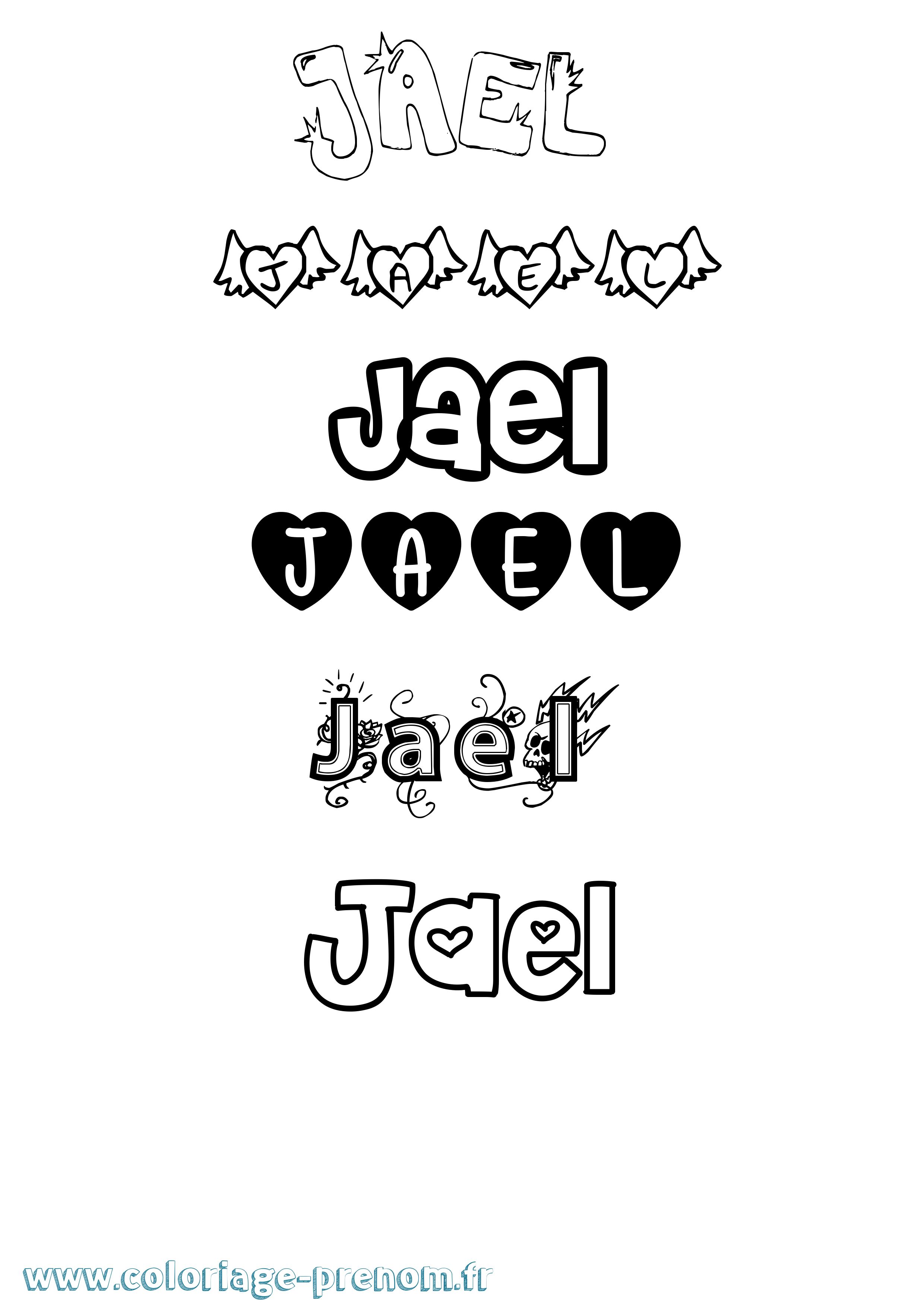 Coloriage Jael Girly Coloriage prénom Jael Girly