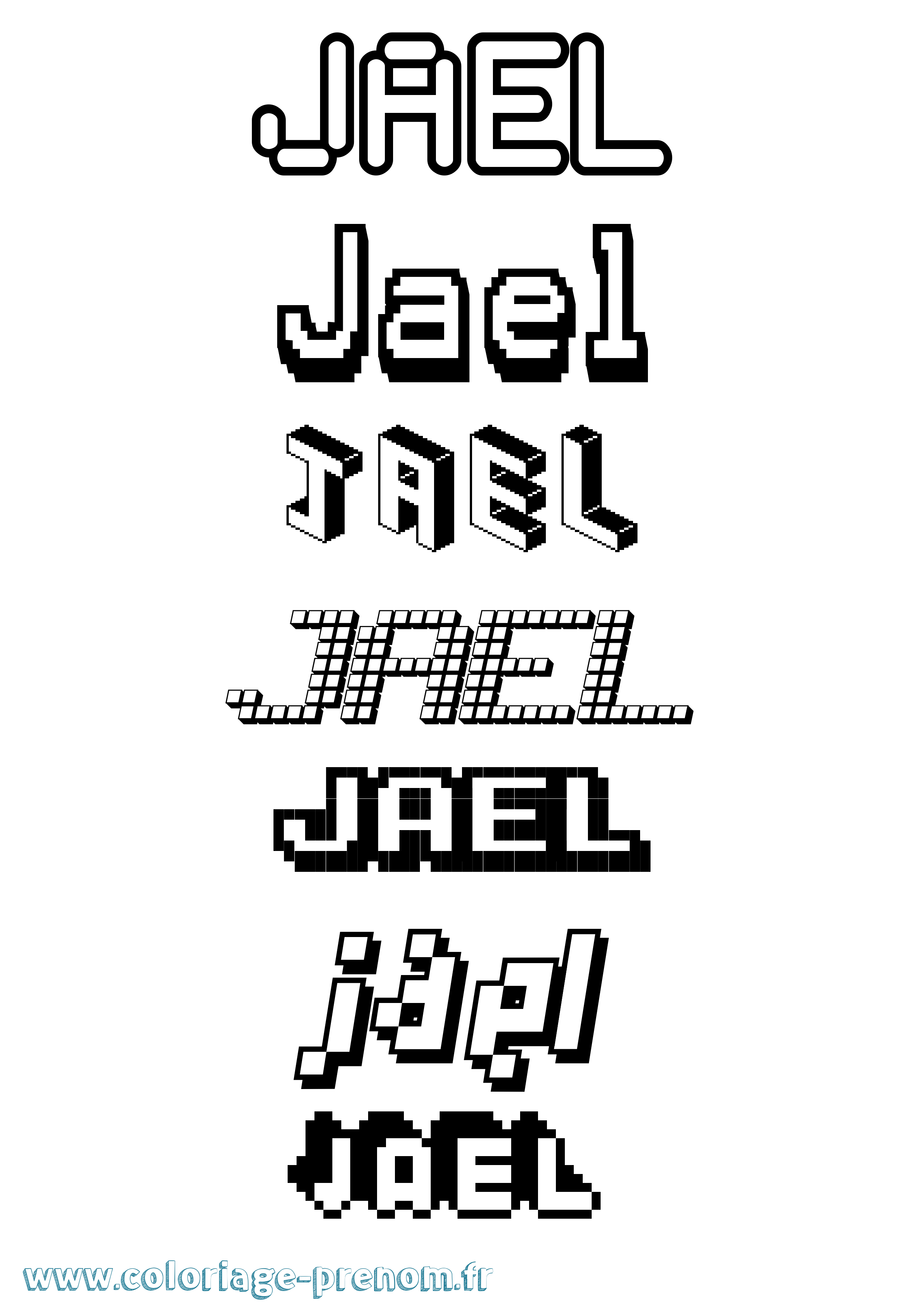 Coloriage prénom Jael Pixel