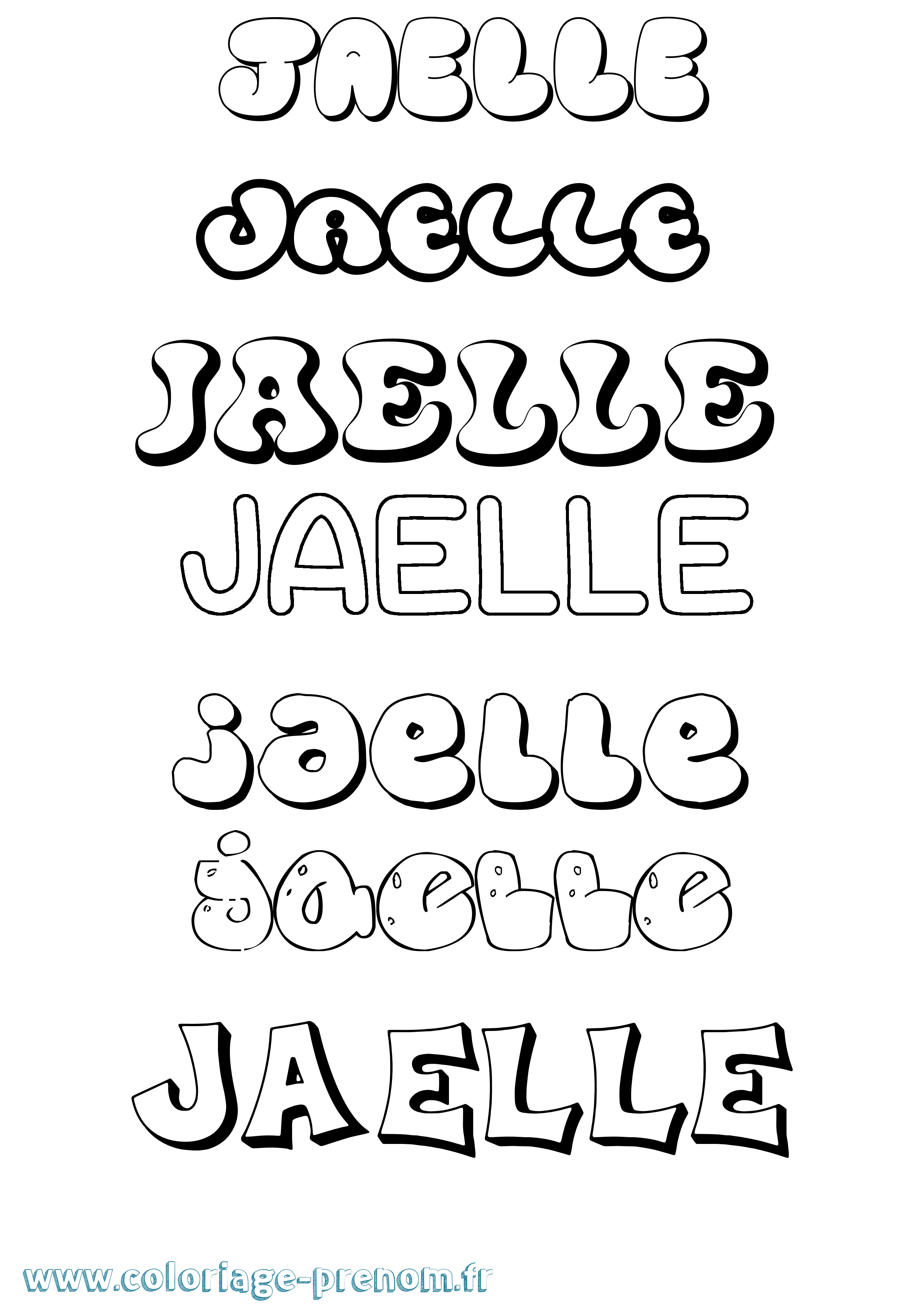 Coloriage prénom Jaelle Bubble