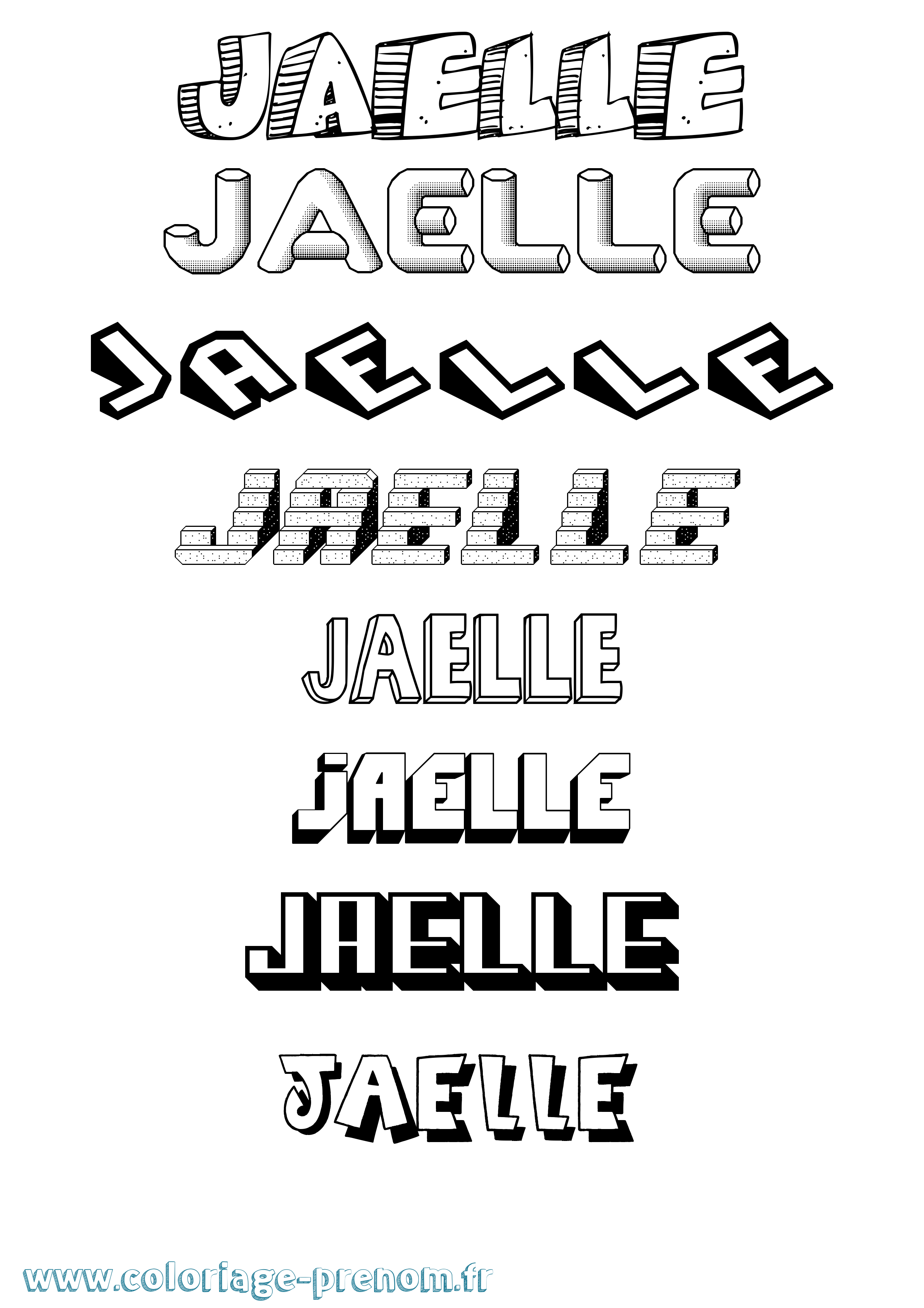 Coloriage prénom Jaelle Effet 3D